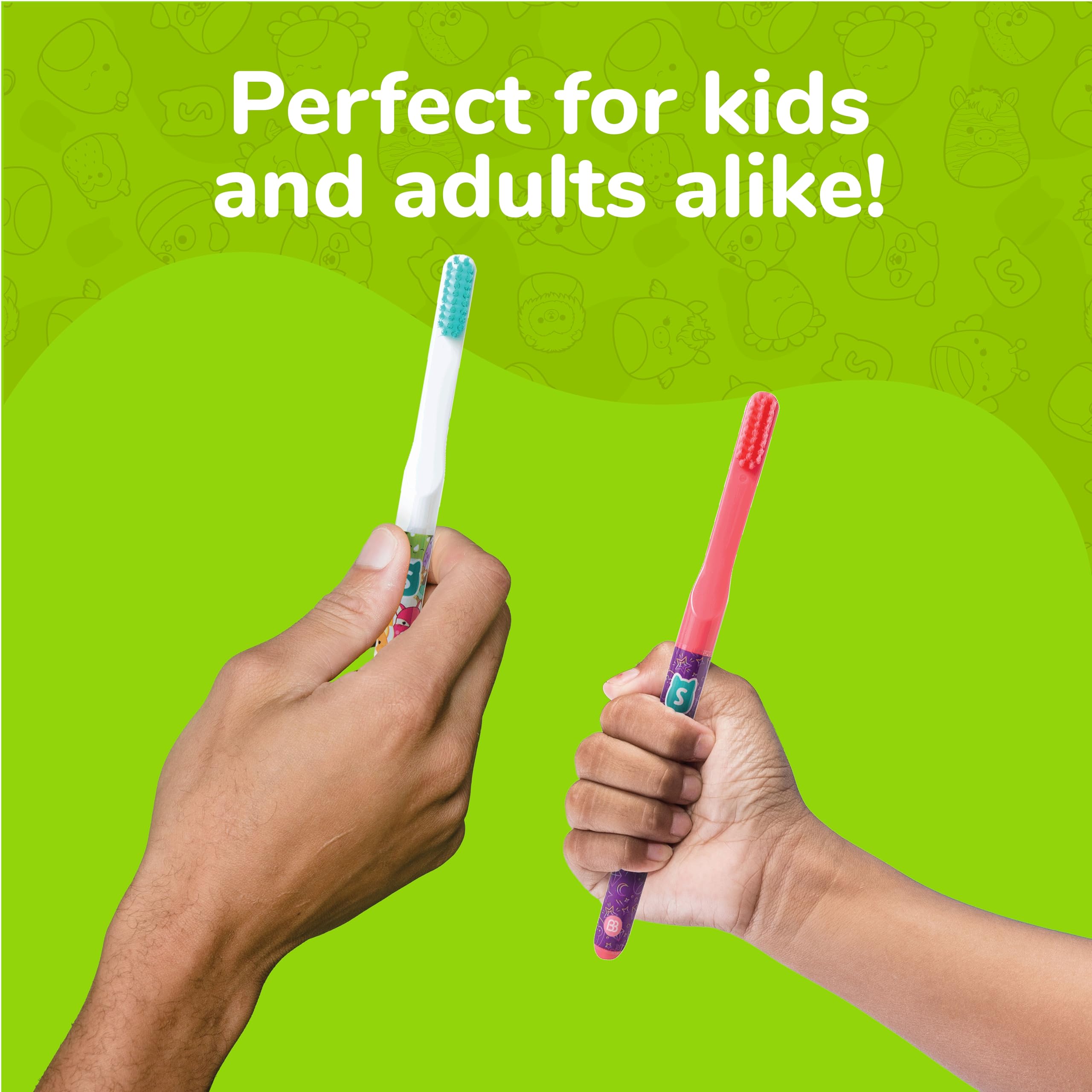 Brush Buddies Squishmallows Soft Manual Toothbrushes for Kids & Adults - 4 Pack - Gentle Bristles for Sensitive Teeth - Perfect for Travel, School & Daily Oral Care