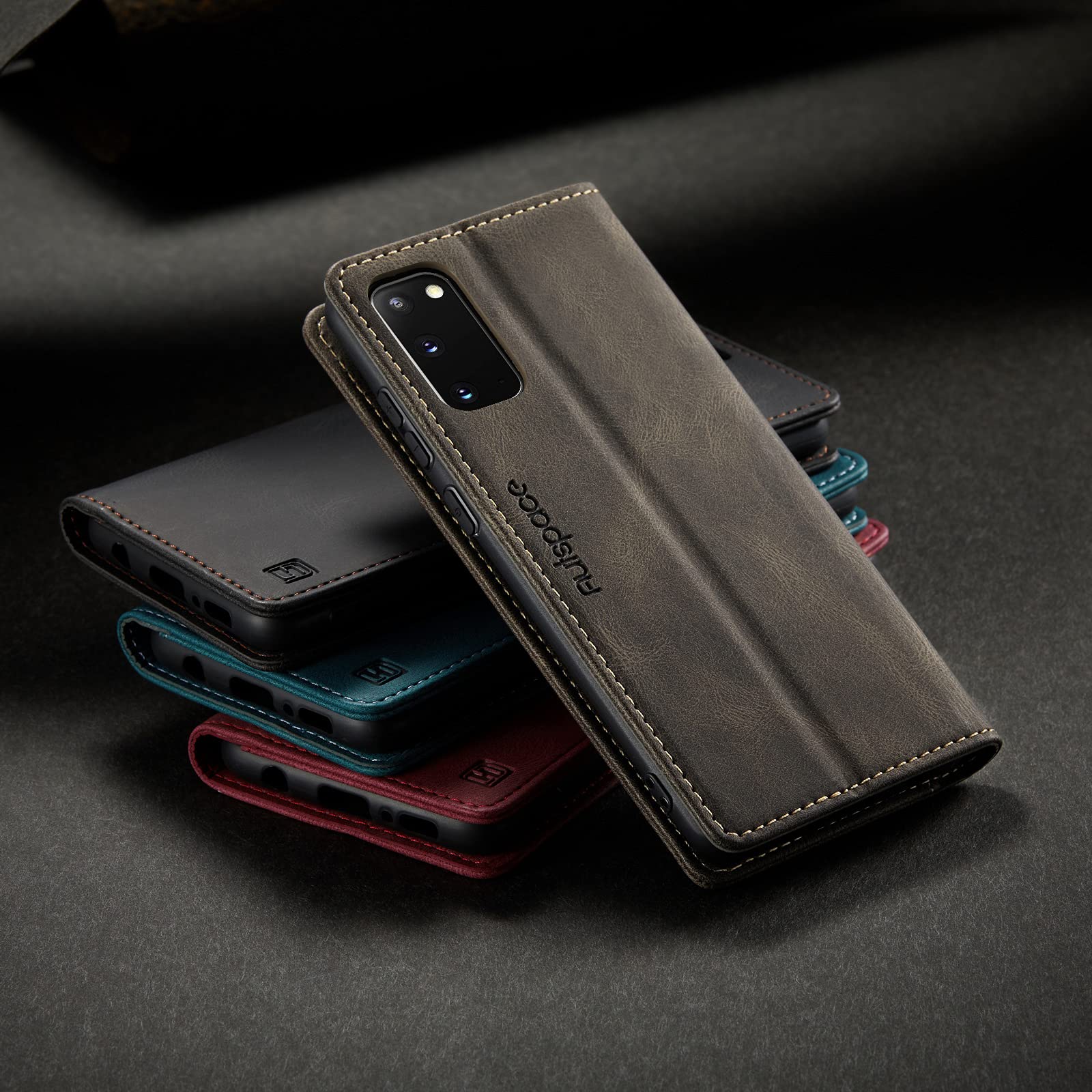 Vintage Leather Wallet Case for Samsung Galaxy S20 with Card Holder & Kickstand - Magnetic Flip Folio Cover (Blue) | Perfect for Business, Travel & Everyday Protection