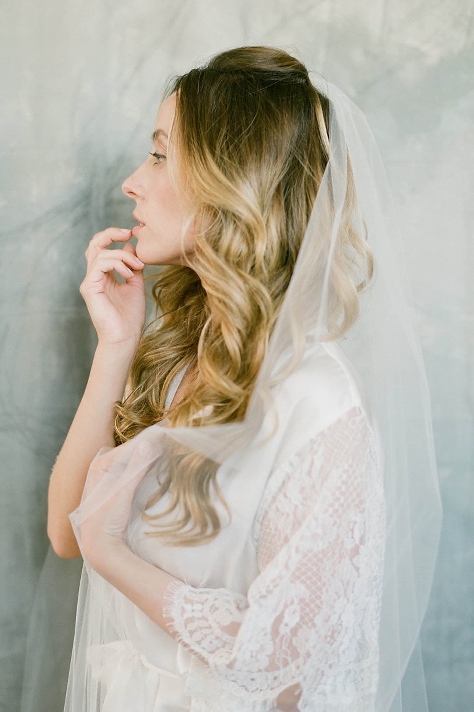 Elegant Winged Silk & Lace Kimono Robe with Butterfly Sleeves - Luxury Loungewear for Women, Bridal Party, Spa & Special Occasions