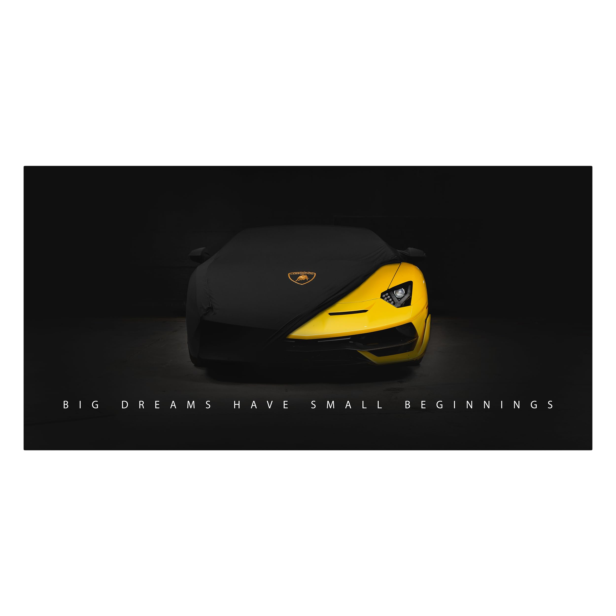 Motivational Supercar Wall Art Canvas - Lamborghini Sports Car Decor for Office & Home (48x24 Inch) | Inspirational Automotive Poster for Men's Cave, Garage, Bedroom & Office Decor