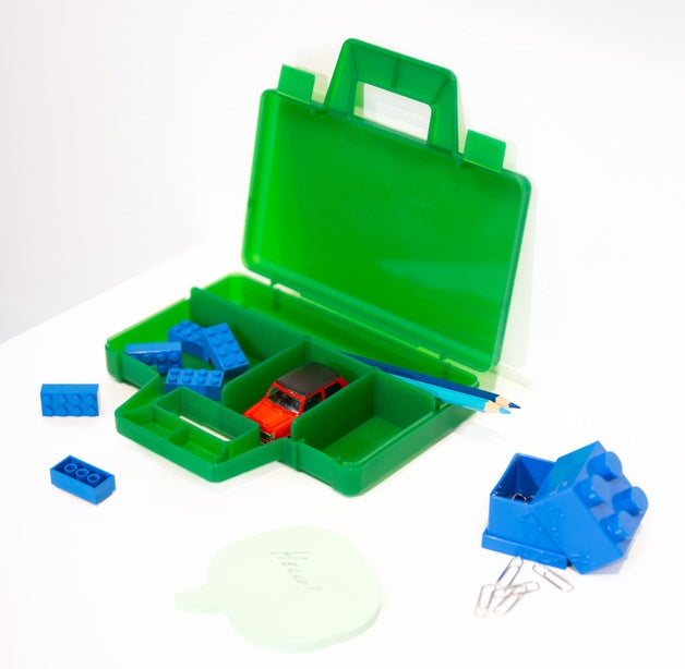 Lego Sorting Case To Go - Transparent Green Storage Box for Organizing Lego Bricks | Perfect for Travel, Home & Classroom Organization