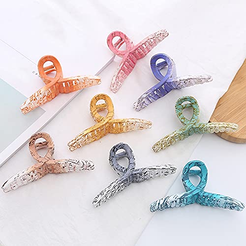 Elegant 8PCS Large Hair Claw Clips with Interlocking Teeth - Decorative Hair Jaw Clips Barrettes for Women & Girls - Perfect for Updos, Ponytails & Everyday Hairstyles