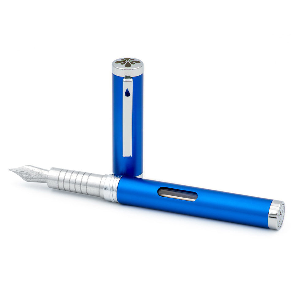 Diplomat Nexus Fountain Pen - Blue Barrel with Chrome Trim - Premium Writing Instrument for Calligraphy, Journaling & Gifting