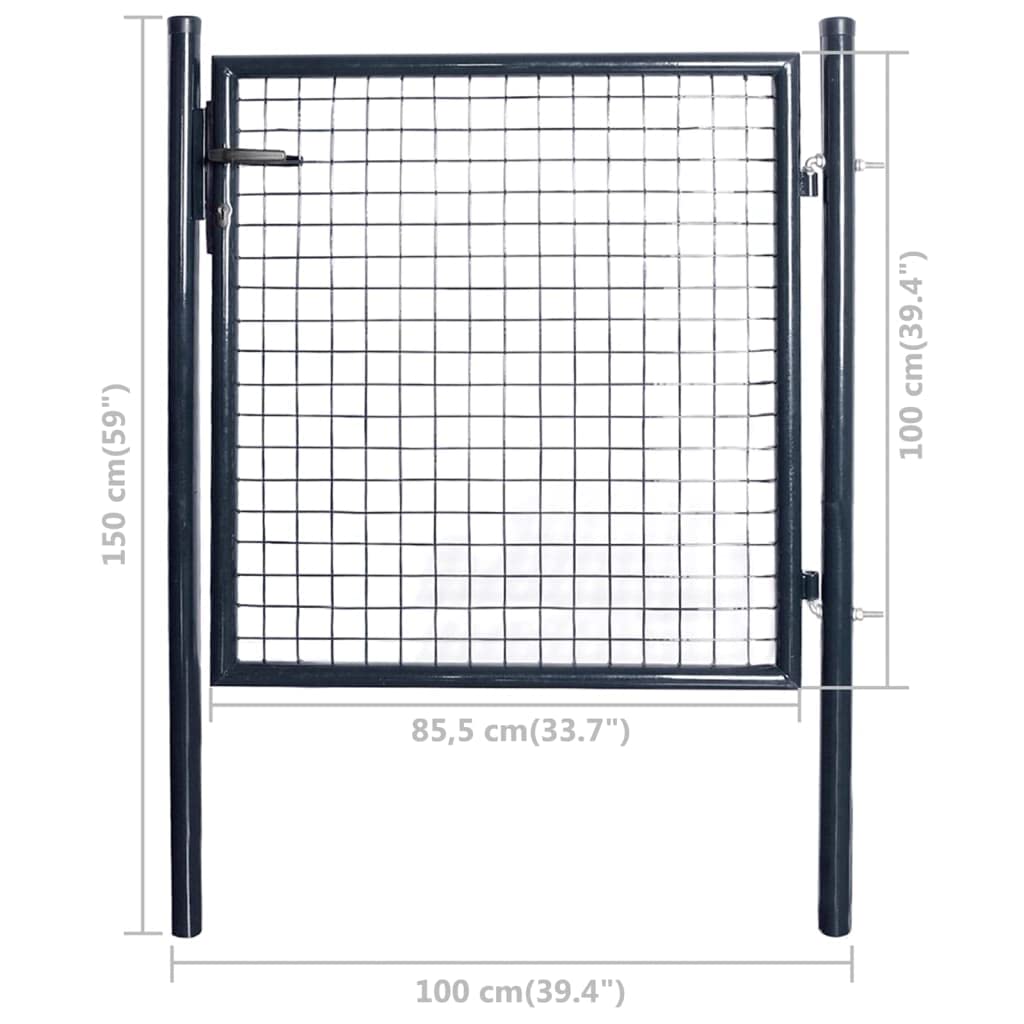 vidaXL Galvanized Steel Mesh Garden Gate 33.7