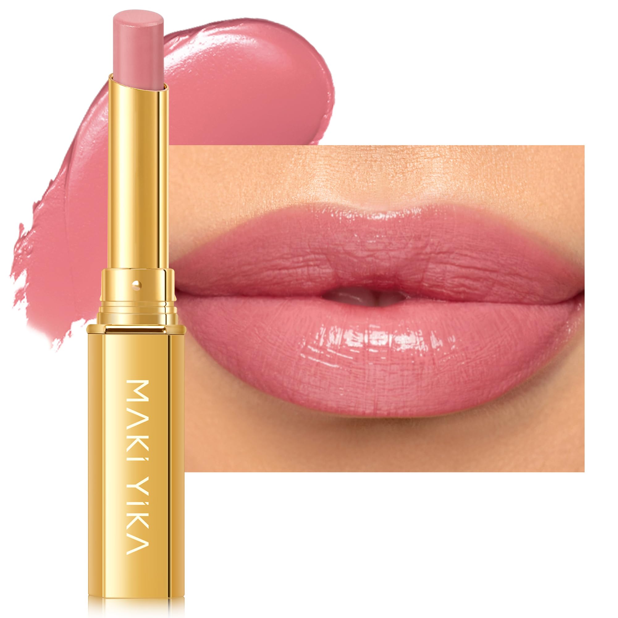 MAKI YIKA Hydrating Pink Lipstick for Women - Moisturizing Nude Lip Gloss, Sheer Finish Lightweight Tinted Lip Balm (Z08 Icy Milk) | Perfect for Everyday Wear, Date Night & Office Makeup