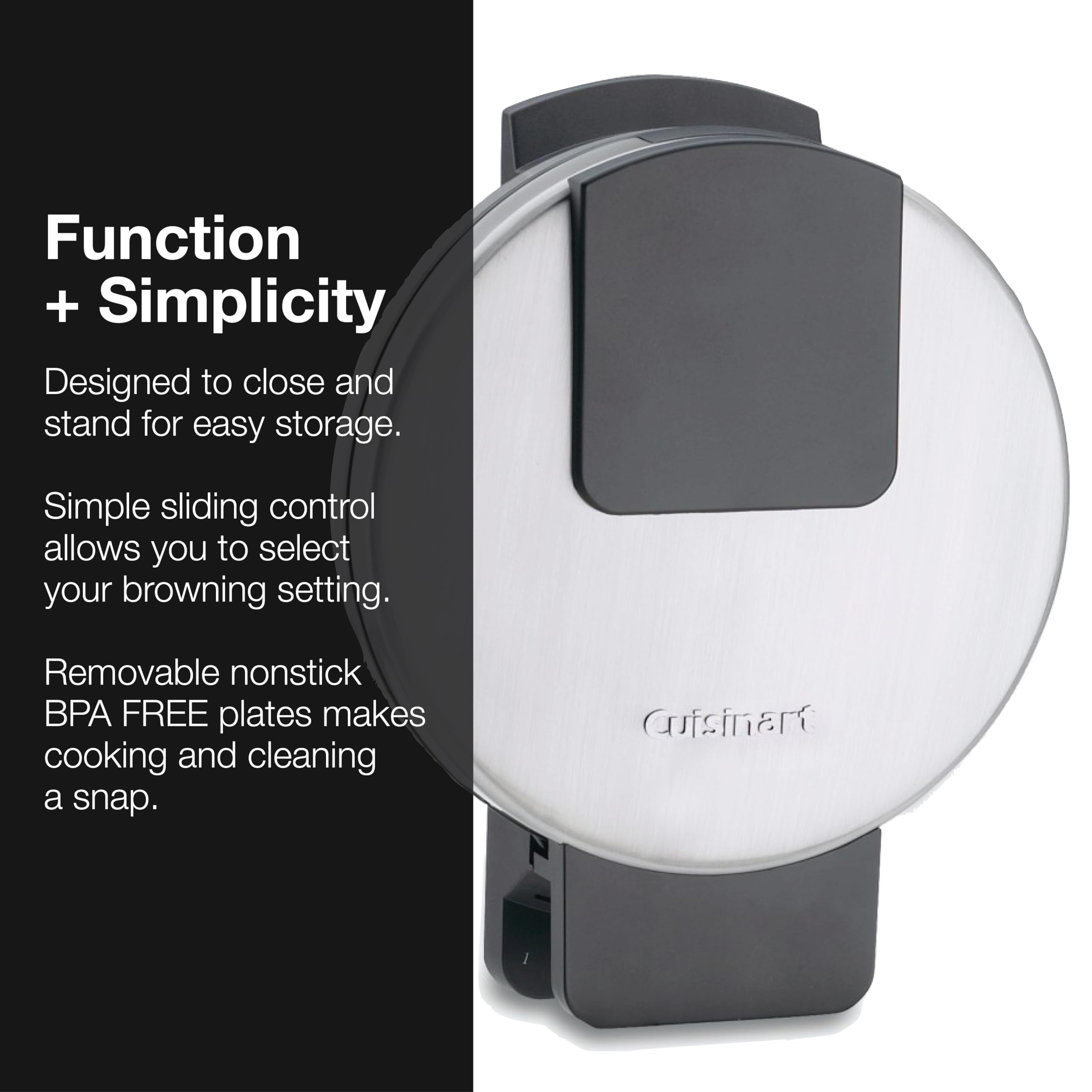 Cuisinart WMR-CAC Traditional Round Waffle Maker - Compact Belgian Waffle Iron for Home, Breakfast & Brunch - Perfect for Pancakes, Waffles & French Toast - Small Kitchen Appliance for Family & Entertaining