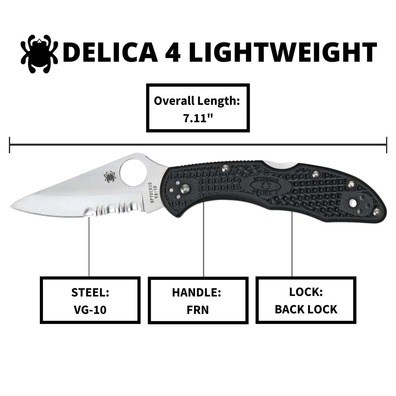 Spyderco Delica 4 Lightweight Folding Knife - 2.9