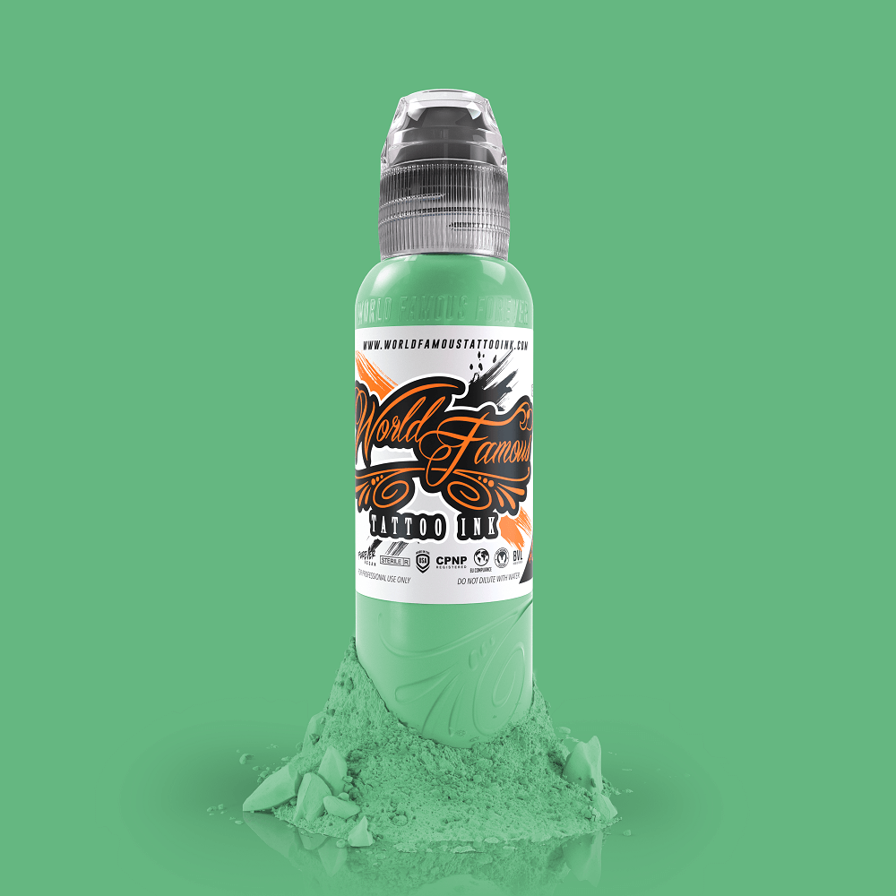 Premium Tattoo Ink - WORLD FAMOUS COLUMBUS SEAFOAM Green for Professional Artists | Safe, Vibrant & Long-Lasting | Ideal for Sleeves, Portraits & Body Art