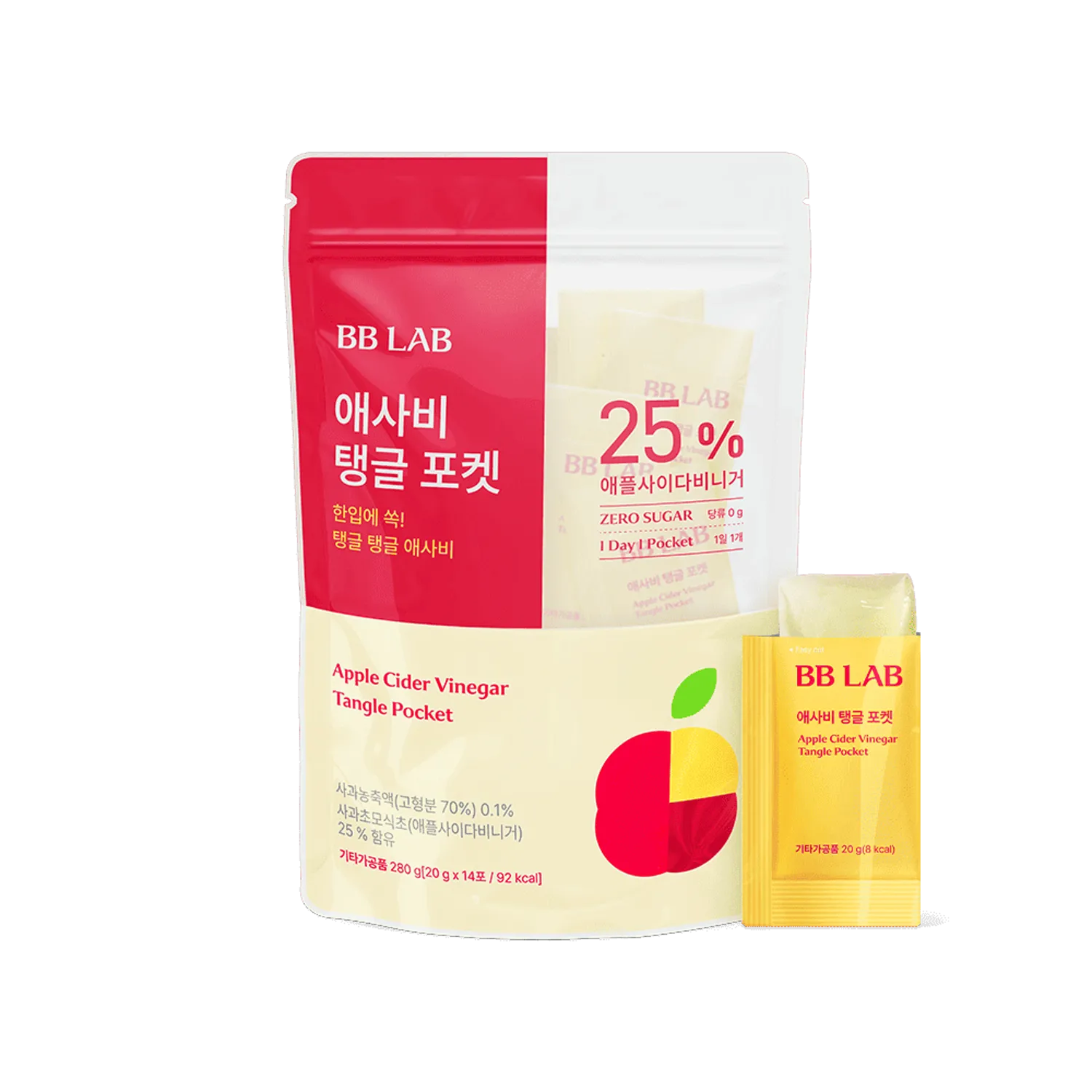 BB LAB Apple Cider Vinegar Tangle Pocket 20g x 14 Sticks - 2 Week Supply of Hair Detox & Scalp Treatment for Healthy Hair Growth | Perfect for Travel, Gym & Daily Hair Care Routine