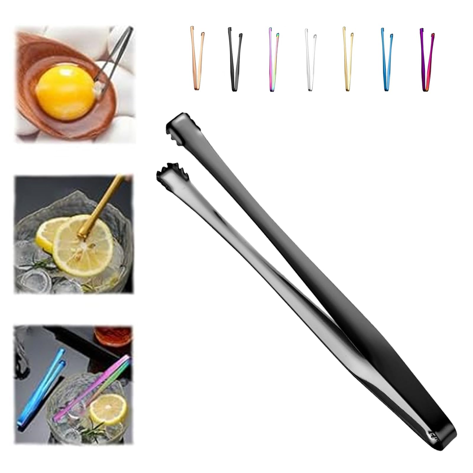 Stainless Steel Egg Chalaza Remover Tool - Broken Eggshell Removal Tongs for Chefs & Bakers - Multi-Functional Kitchen Gadget for Cooking, Baking & Food Prep (Black)