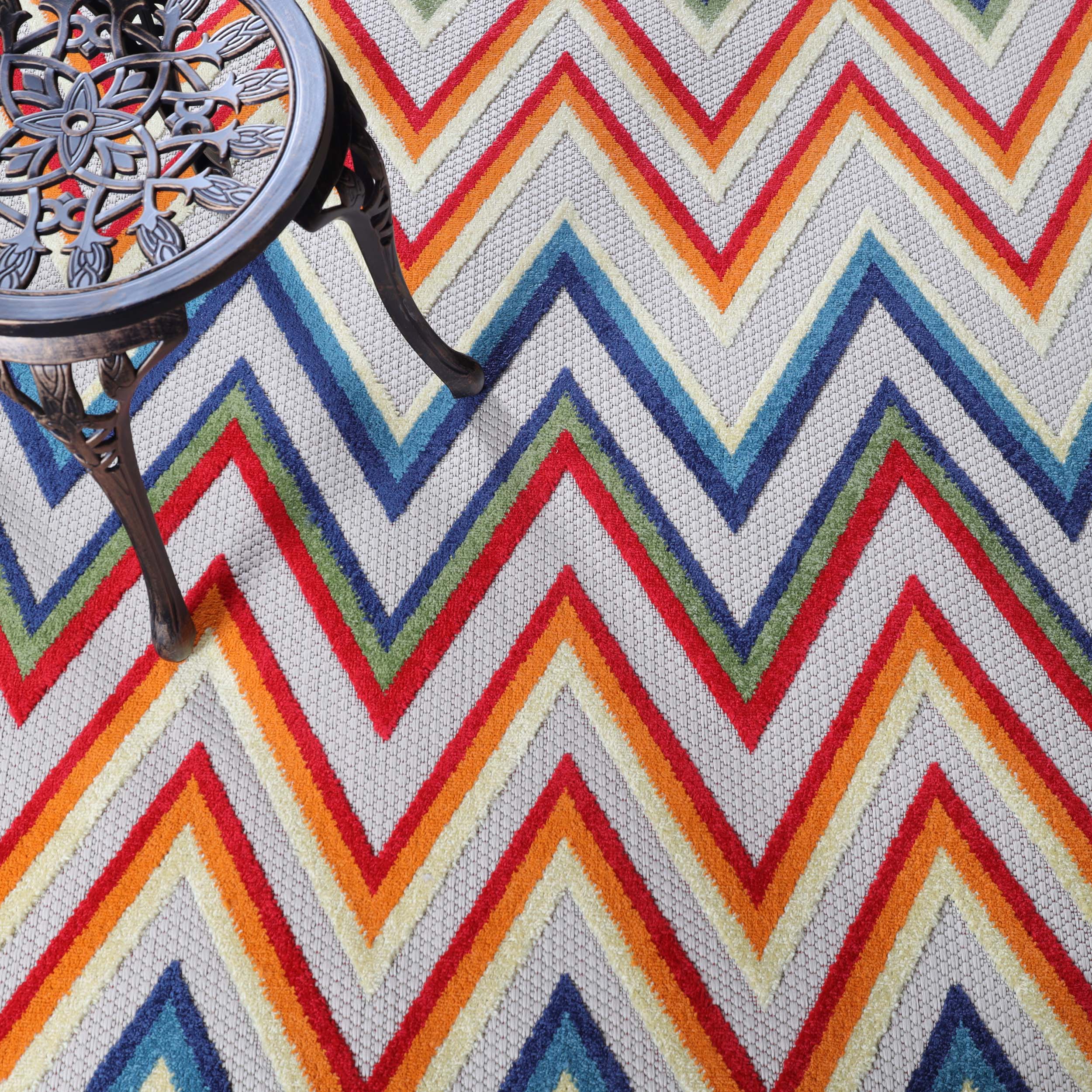 Acacia Geometric Zigzag Modern Indoor/Outdoor Area Rug or Runner - Non-Slip Boho Chic Carpet for Living Room, Bedroom, Patio & Hallway Decor