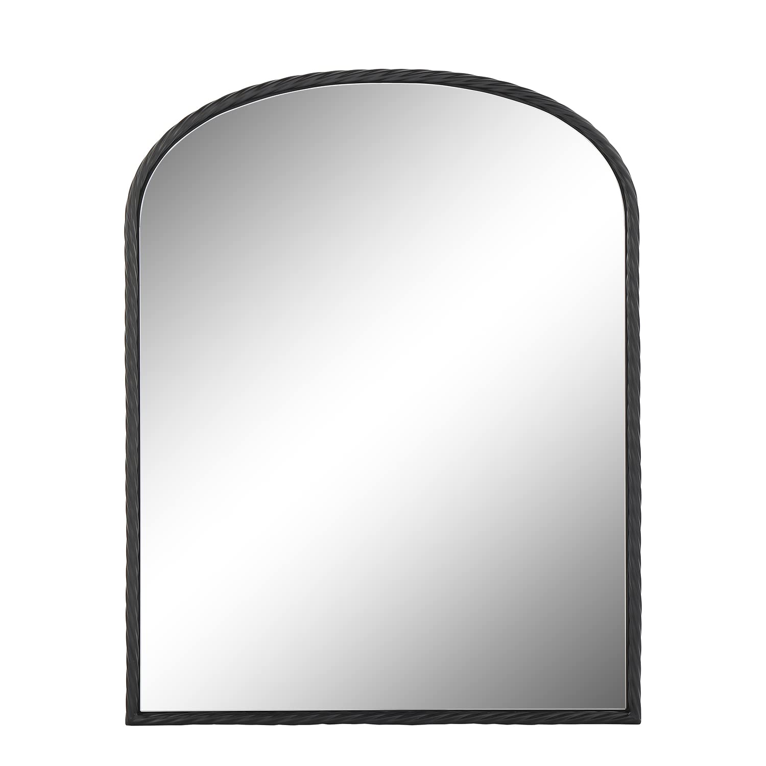 24x31 Inch Black Arch Mirror with Twisted Metal Frame - Elegant Wall Mirror for Living Room, Bedroom, Bathroom & Entryway Decor