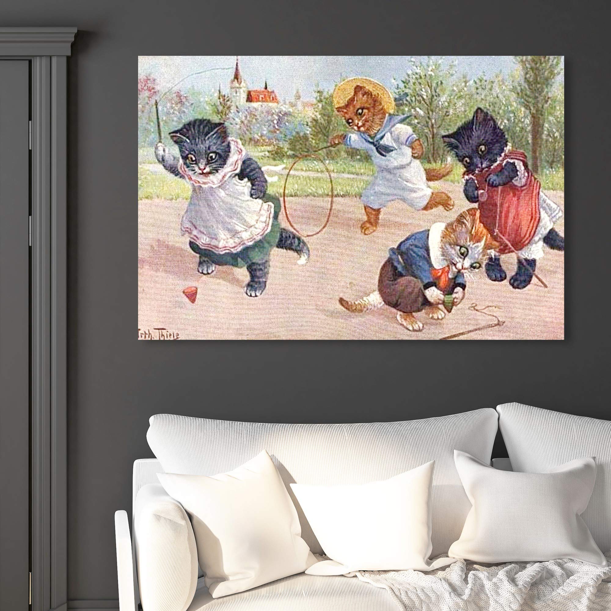 Oliver Gal Artist Co. 'Kittens Playing in The Park' Animal Wall Art Canvas Print - 45
