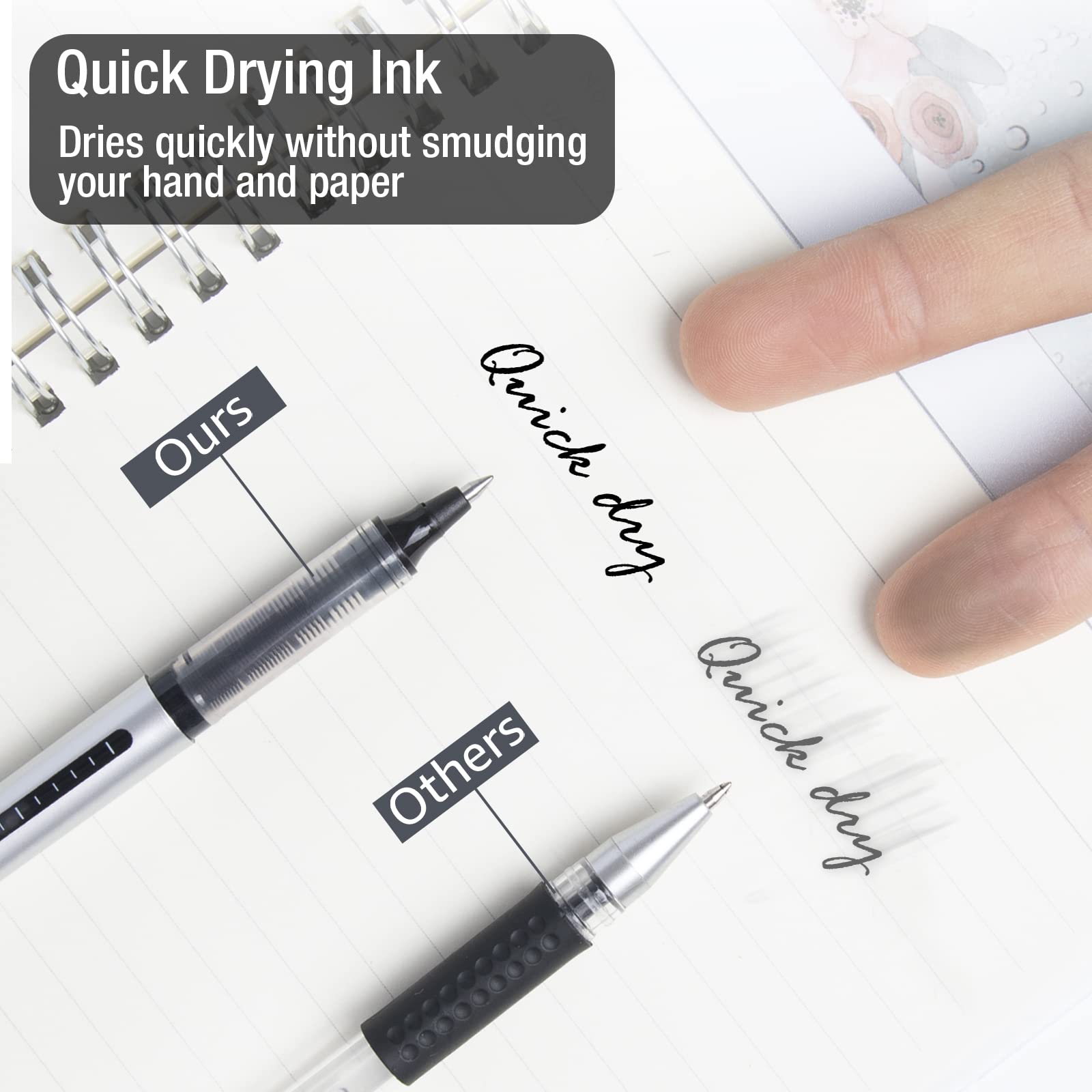 APOGO 0.5mm Black Gel Rollerball Pens - 16 Pack Quick-Drying Ink Pens for Smooth Writing - Perfect for Note Taking, Journaling, Office Work & School Supplies - Ideal for Students, Professionals & Artists