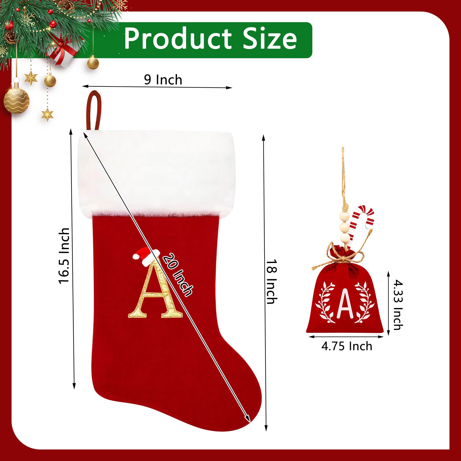 20 Inch White Velvet Christmas Stockings with Plush Cuff - Personalized Embroidered Monogram Holiday Decor for Fireplace, Xmas Tree & Family Gift Exchange - Soft Luxury Stocking for Cozy Winter Celebrations