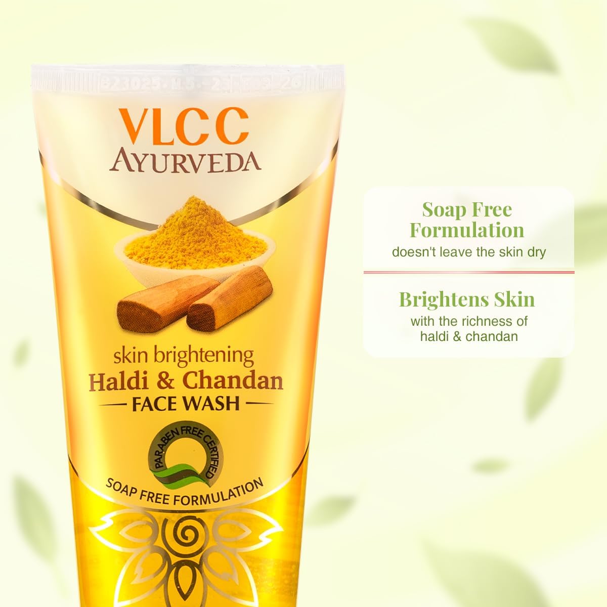 VLCC Ayurveda Skin Brightening Face Wash with Turmeric & Sandalwood - 100ml | Natural Glow for Radiant Skin | Daily Cleansing & Brightening Routine
