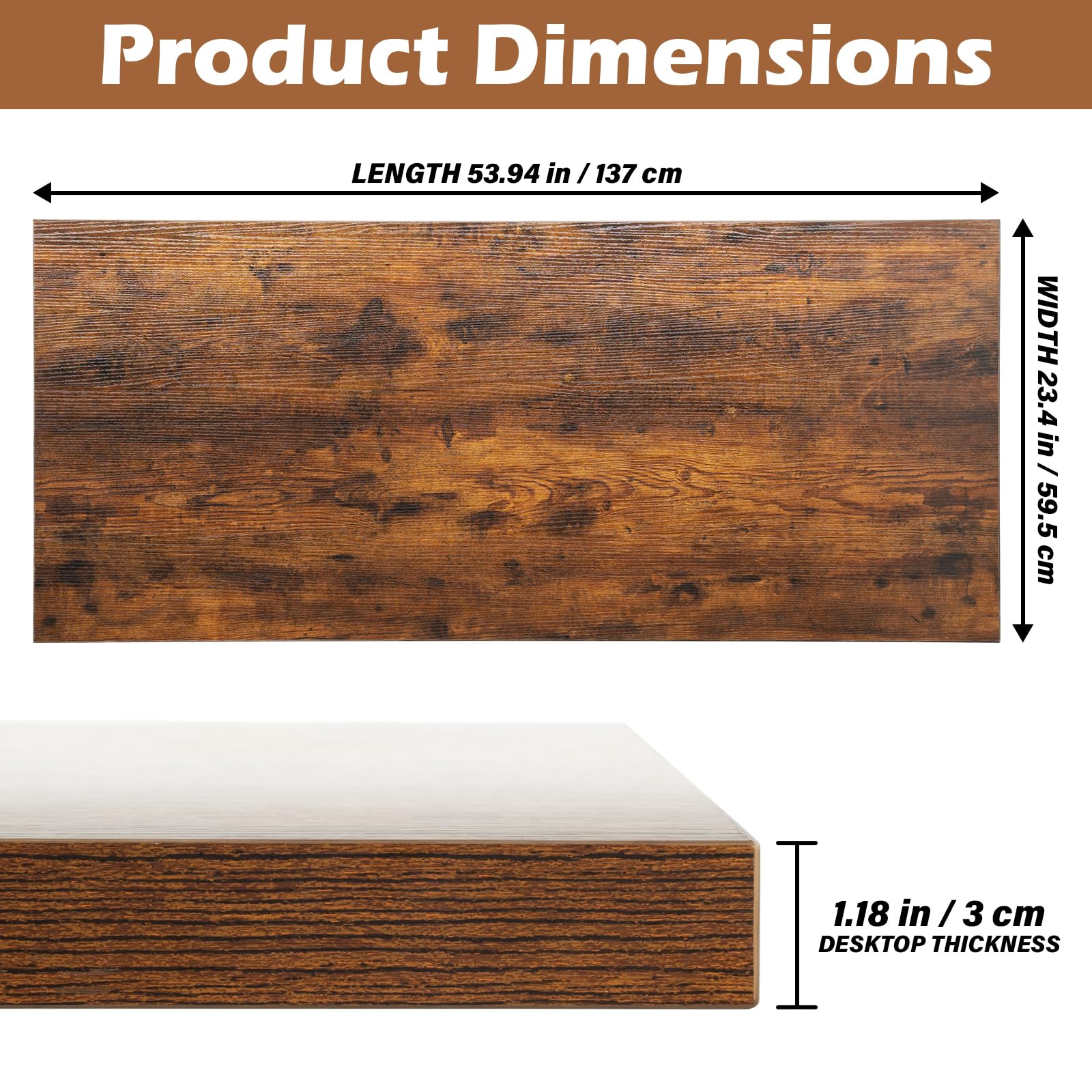 TOPSKY Solid Oak Adjustable Standing Desk Table Top - 54