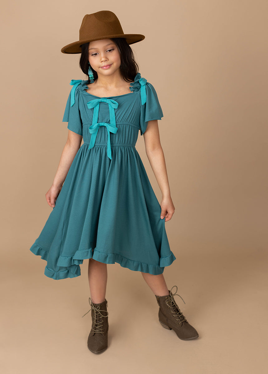 Franny Dress in Teal - Women's Floral Summer Dress with Pockets, Casual Boho Maxi Dress for Beach, Vacation & Outdoor Events