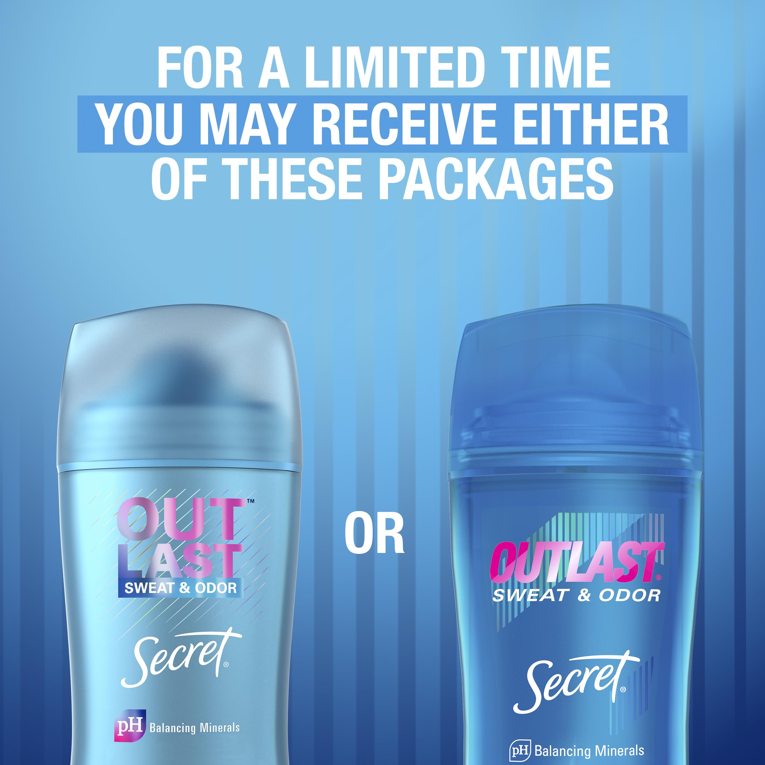 Secret Outlast Antiperspirant Deodorant for Women - 72 Hour Sweat & Odor Protection with PH Balancing Minerals | Invisible Solid, Completely Clean Scent, 2.6 oz | All-Day Freshness for Workouts, Office & Daily Activities