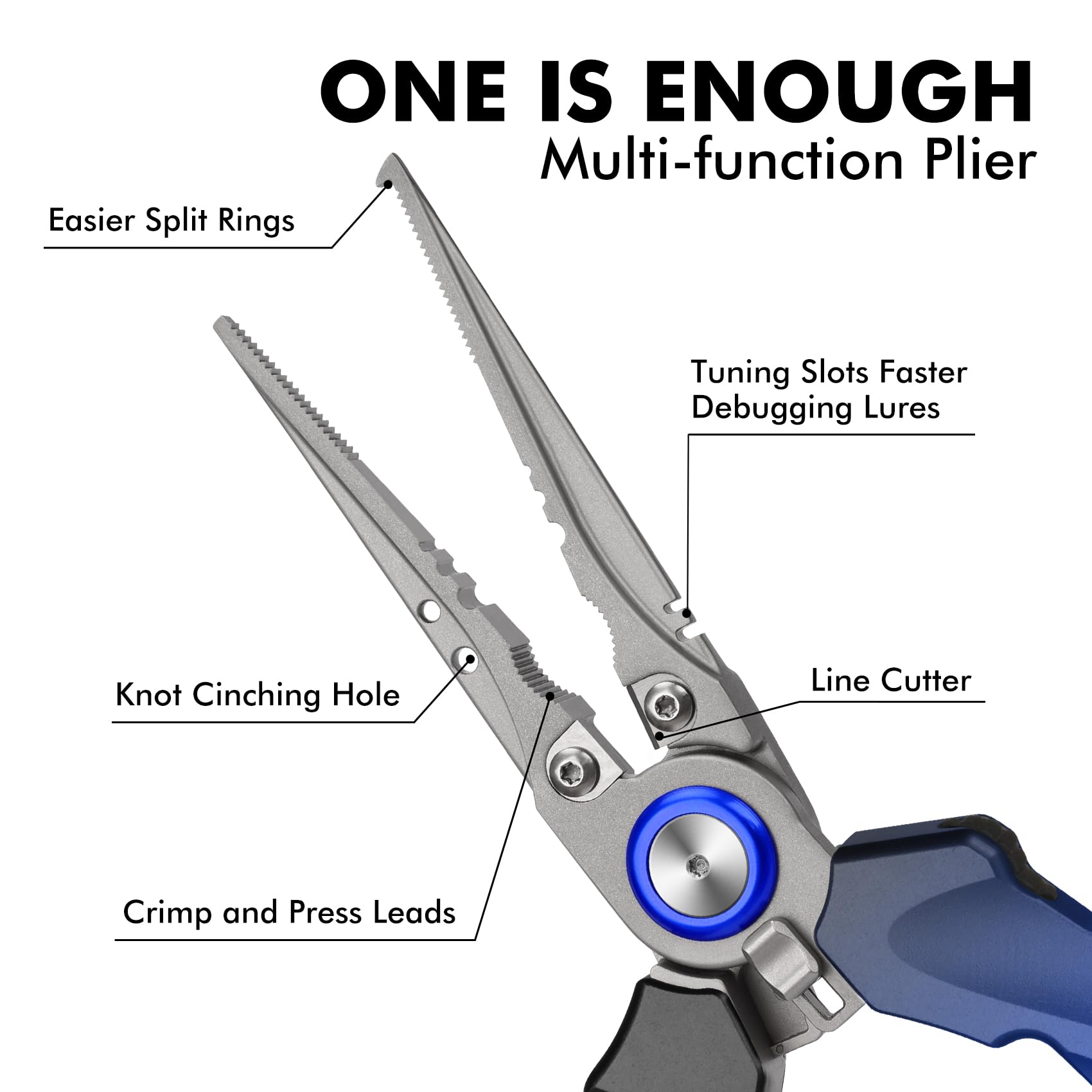 TRUSCEND Lockable Fishing Pliers with Ergonomic Handle - Saltwater Resistant Teflon Coated Multi-Tool with Mo-V Cutter - Perfect Gift for Anglers & Saltwater Fishing Enthusiasts (Great for Bass, Trout & Deep Sea Fishing)