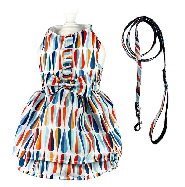 Elegant Raindrop Harness Dress with Matching Leash - Stylish Pet Fashion for Dogs, Cats & Small Animals - Perfect for Walks, Photos & Special Occasions