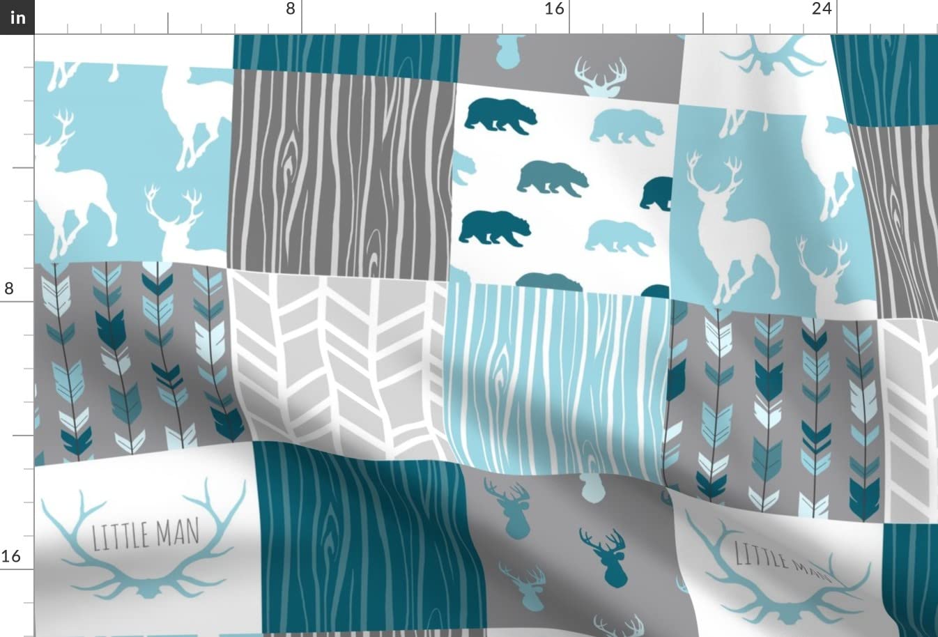 Premium Spoonflower Upholstery Velvet Fabric by The Yard - Woodland Blue Grey Teal Deer Antlers Arrows Woodgrain Print for Home Decor, Quilting & Apparel | Perfect for DIY Furniture, Curtains & Fashion Accessories