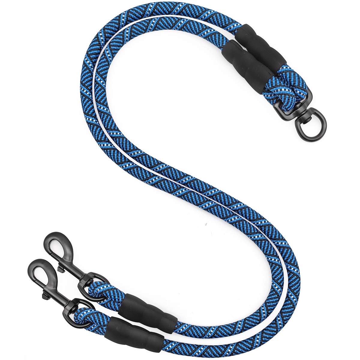 Double Dog Leash Coupler - Tangle-Free 360° Swivel Dual Lead for Two Dogs, Strong & Durable for Large, Medium & Small Dogs (33 Inch, Blue) - Perfect for Walking, Training & Outdoor Adventures with Your Pets