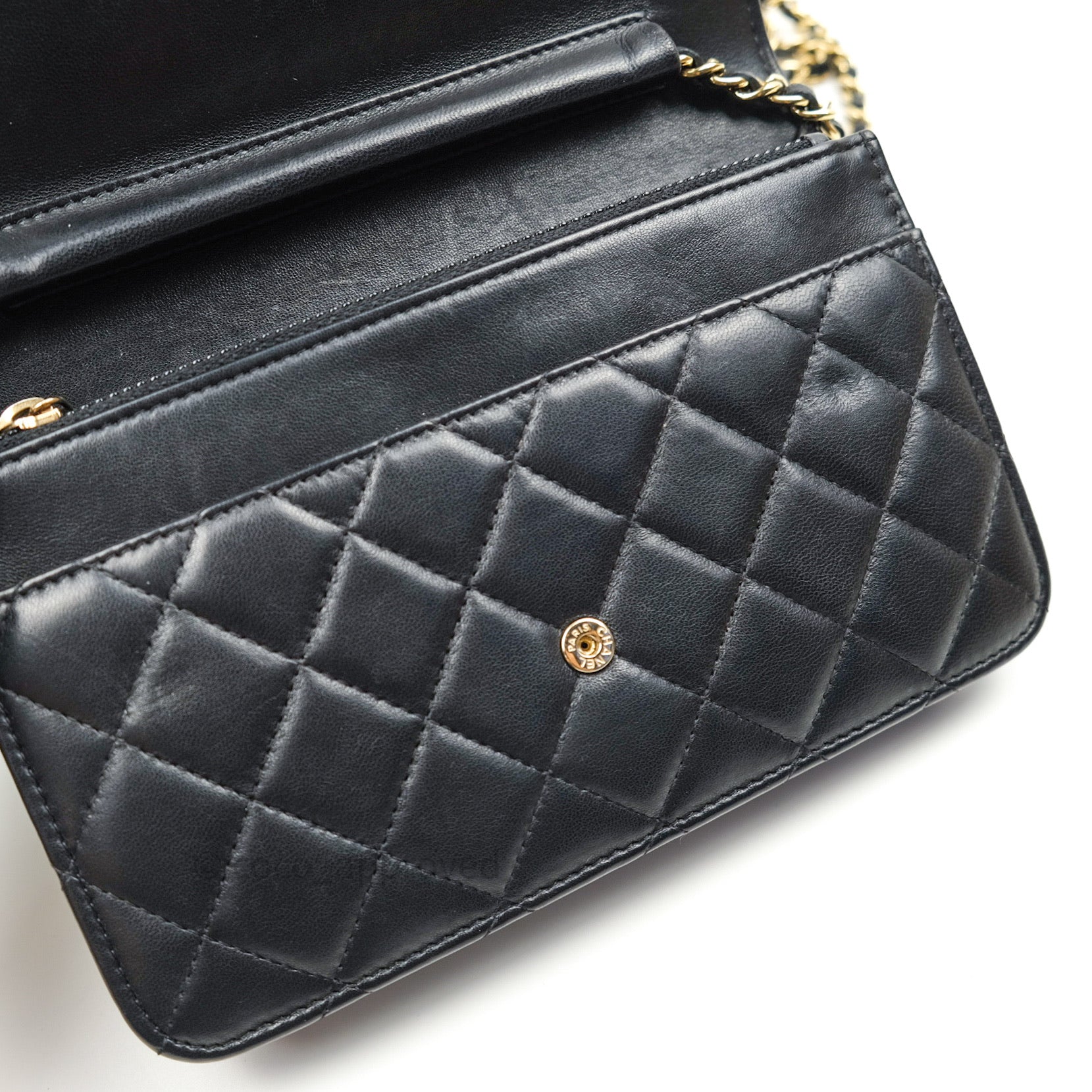 Chanel Boy Wallet on Chain WOC Black Lambskin Gold Hardware - Luxury Crossbody Bag for Women, Perfect for Evening Parties & Daily Use