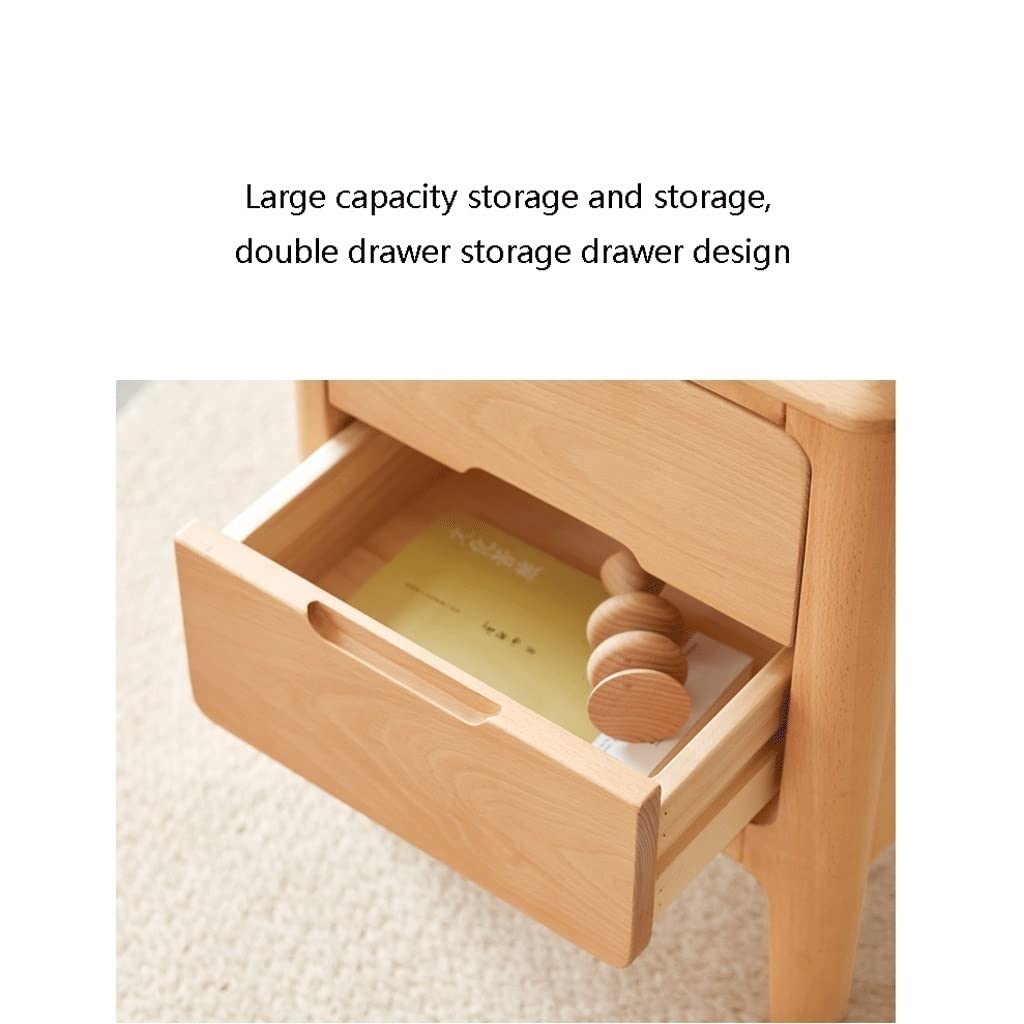 Wooden Side Table with 2 Drawers - Multipurpose Nightstand & Accent Table for Bedroom, Living Room, Home Office | Space-Saving Storage Solution for Small Spaces | Perfect Home Decor & Functional Furniture