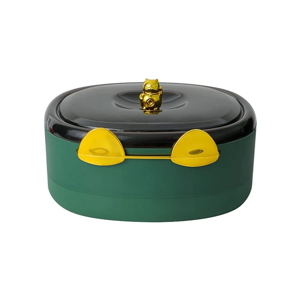 Creative Lucky Cat Snack Tray with Lid - Multipurpose Fruit & Nut Storage Container for Kitchen, Living Room | Cute Home Decor & Party Serving Dish