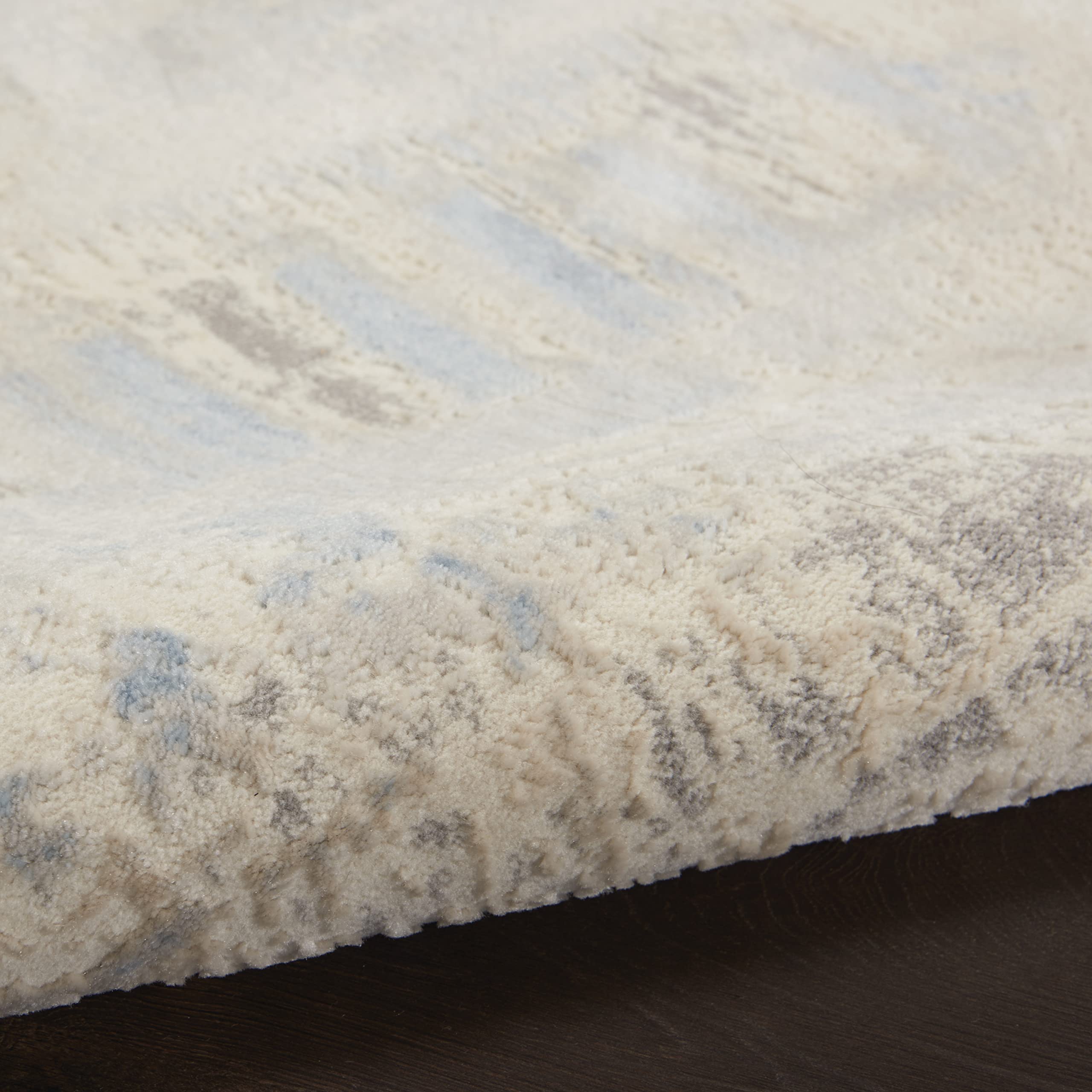 Nourison Solace Abstract Ivory Grey Blue 8x10 Area Rug - Easy Clean, Non-Shedding, Stain Resistant for Bedroom, Living Room, Dining Room & Kitchen | Soft Comfort Underfoot for Home Decor & High Traffic Areas