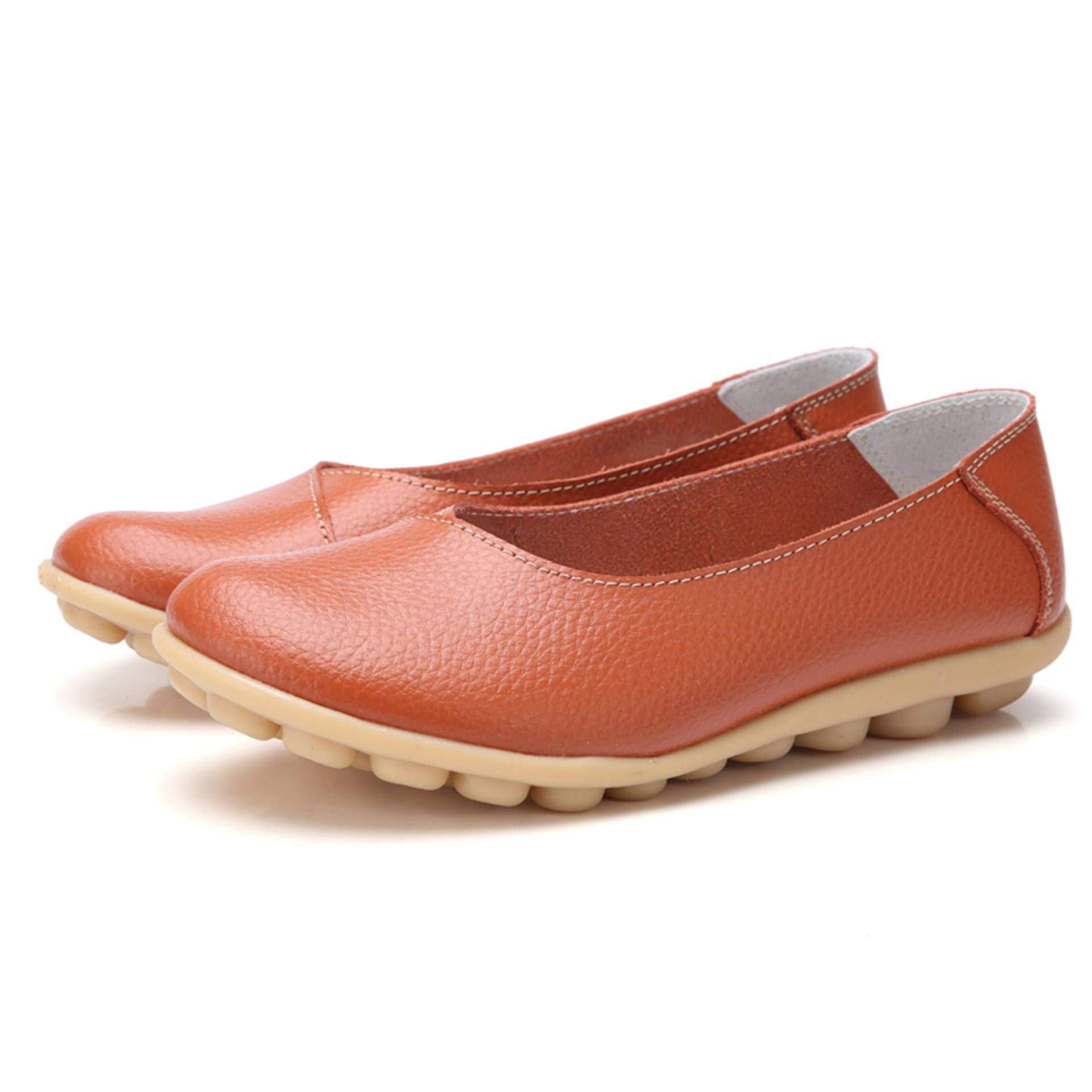 Women's Slip-On Ballet Flats - Comfortable Round Toe Spring Shoes with Soft Rubber Sole for Work & Walking - Available in Big Sizes - Perfect for Office, Commuting and Casual Outings