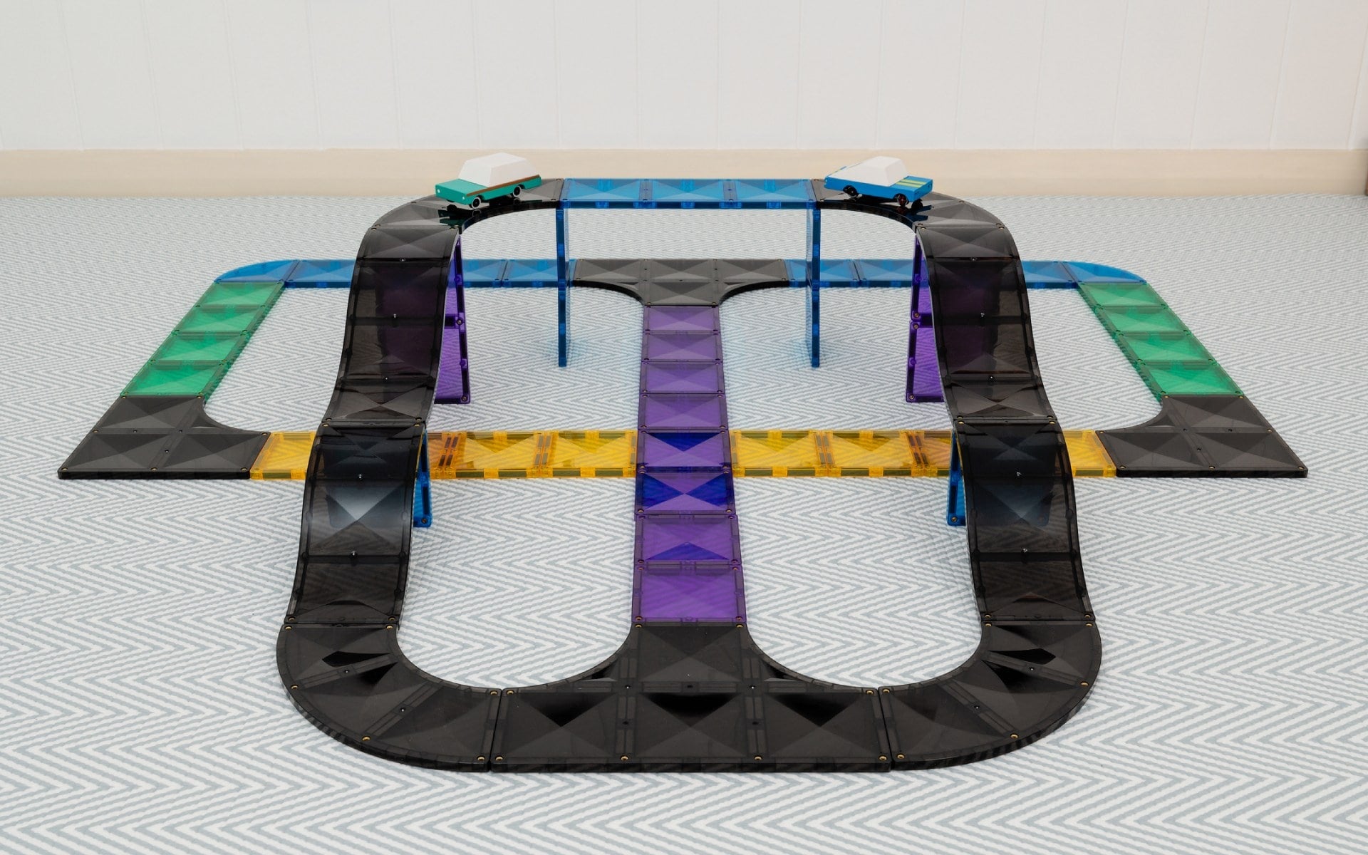 Connetix Magnetic Tiles 16-Piece Set with Roads, Ramps & Intersections - STEM Educational Building Toys for Kids, Perfect for Creative Play & Learning Activities
