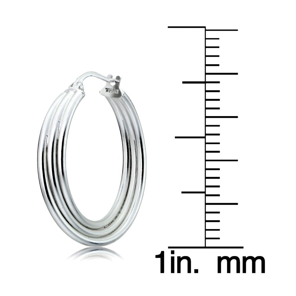 Styling Sterling Silver Triple Row Twisted Round Hoop Earrings for Women - Perfect for Everyday Wear, Parties & Special Occasions