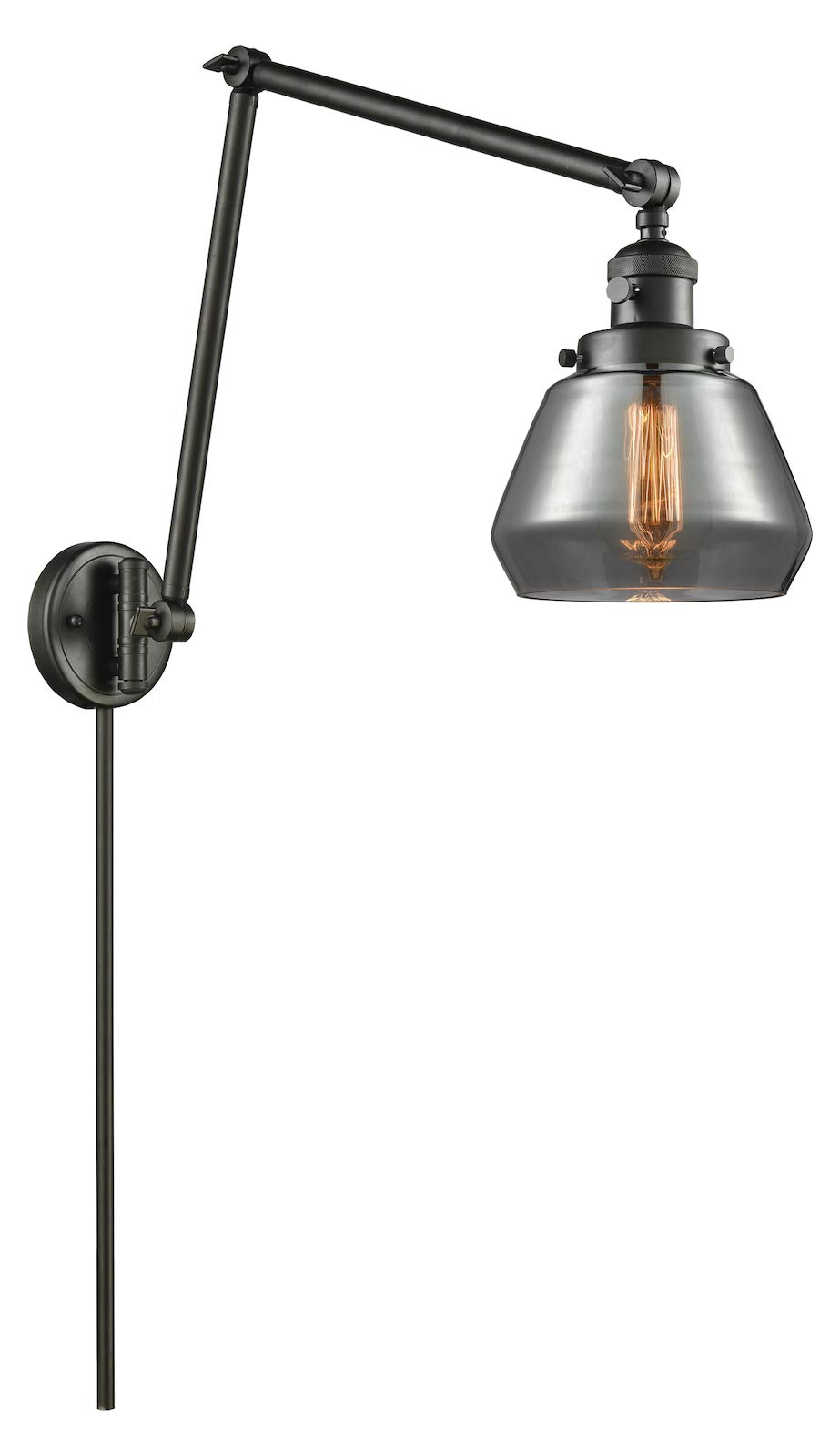 Adjustable Double Swing Arm Wall Sconce - Oil Rubbed Bronze Finish Glass Shade - Perfect for Bedroom, Living Room & Office Lighting