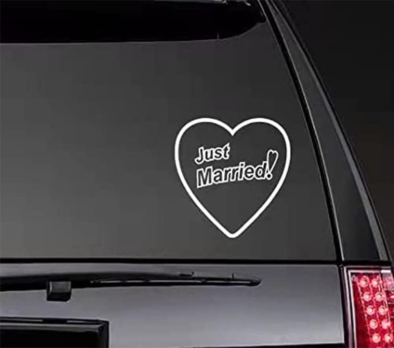 Just Married Car Decal - Silver White 7