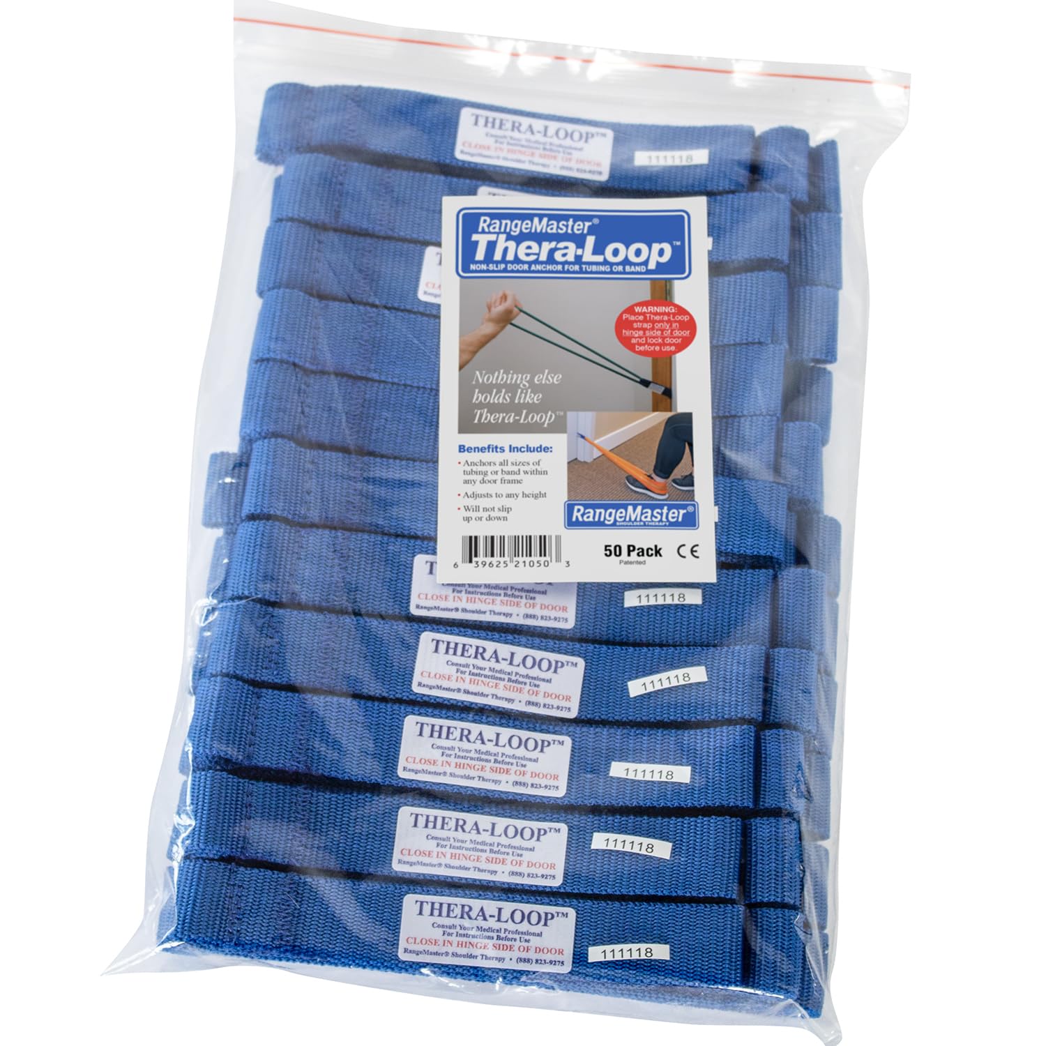 RangeMaster Thera-Loop Exercise Band Door Anchors - Non-Slip Resistance Bands & Tubes Anchor System - 50 Pack for Home Gym, Physical Therapy, Yoga, Pilates & Strength Training