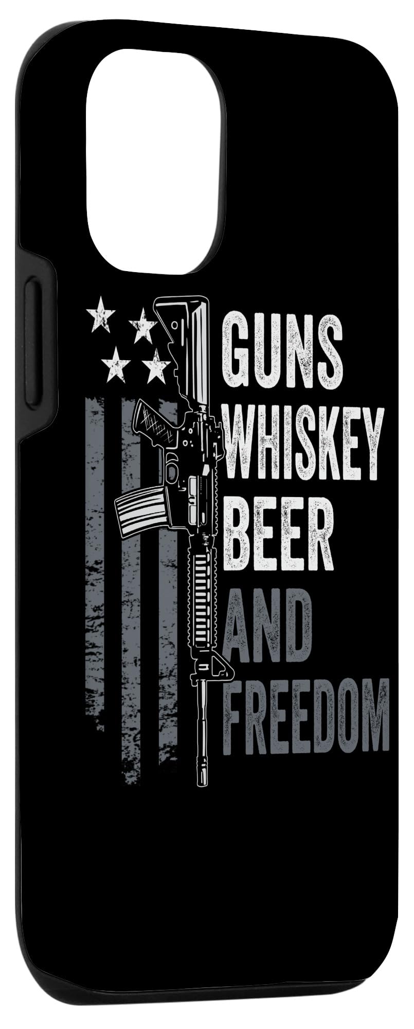 Funny iPhone 12/12 Pro Case - Guns, Whisky, Beer & Freedom Design for AR15 Gun Owners | Perfect for Shooting Ranges, Hunting Trips & Patriotic Events