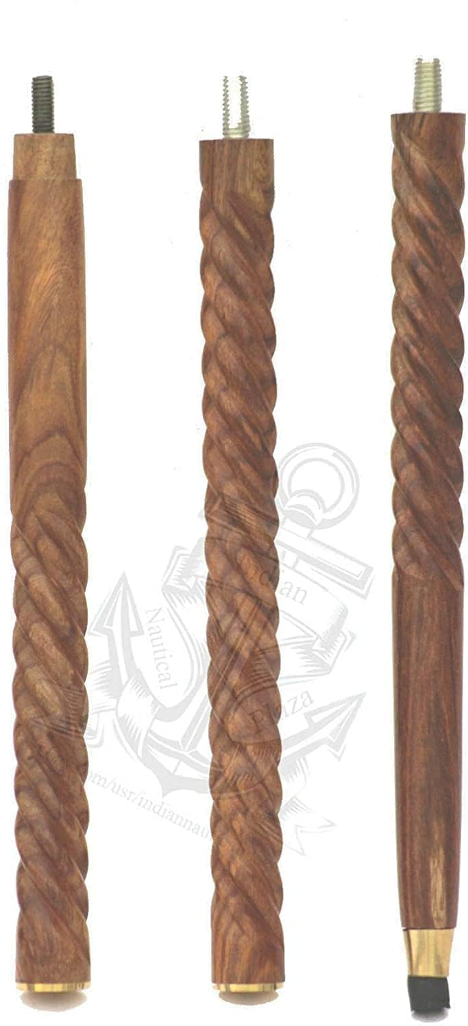 Premium Wooden & Metal Walking Cane for Men - Brass Anchor Handle, Spindle Shaft, Brown - Ideal for Hiking, Travel & Elderly Support