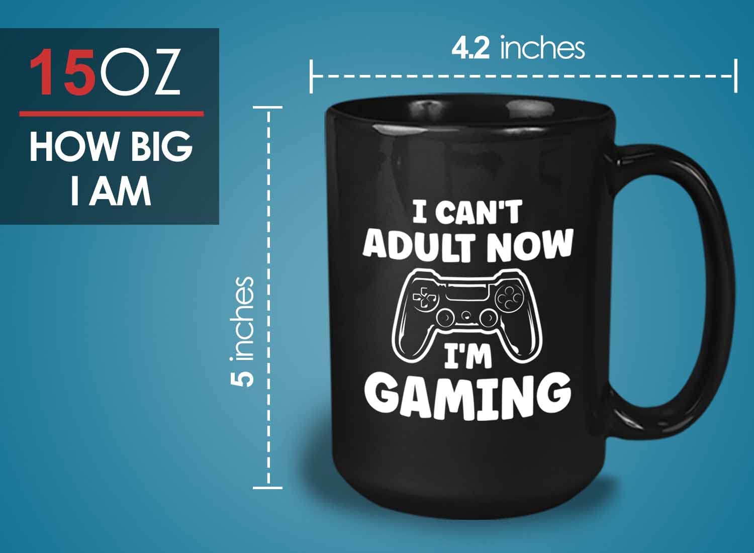 Bubble Hugs 15oz Black Gaming Coffee Mug - Funny 'Now I'm Gaming' Design for Video Game Lovers - Perfect Gift for Console Gamers, Multiplayer & Shooting Game Enthusiasts - Great for Gaming Sessions, Office Use & Geek Decor