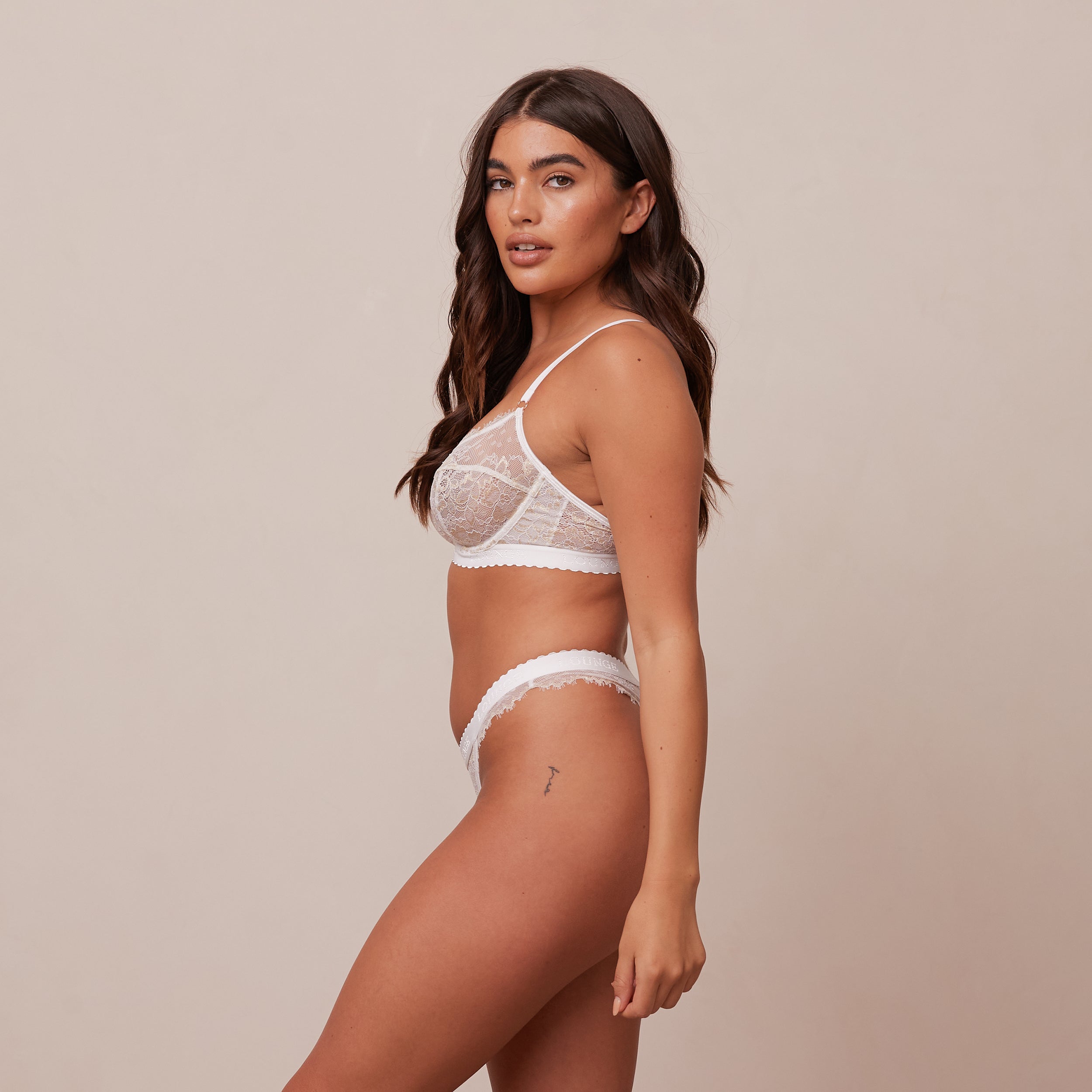 Desire Balcony Bra - Comfortable Wireless Lace Bralette for Women - Perfect for Yoga, Lounge & Everyday Wear - White