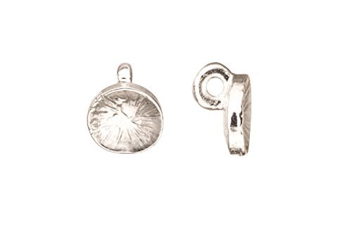 Silver Plated Back Bail Round Charm for 7mm Crystals & 9x7mm Cabochons - Pack of 10 | Jewelry Making, DIY Craft, Pendant Design