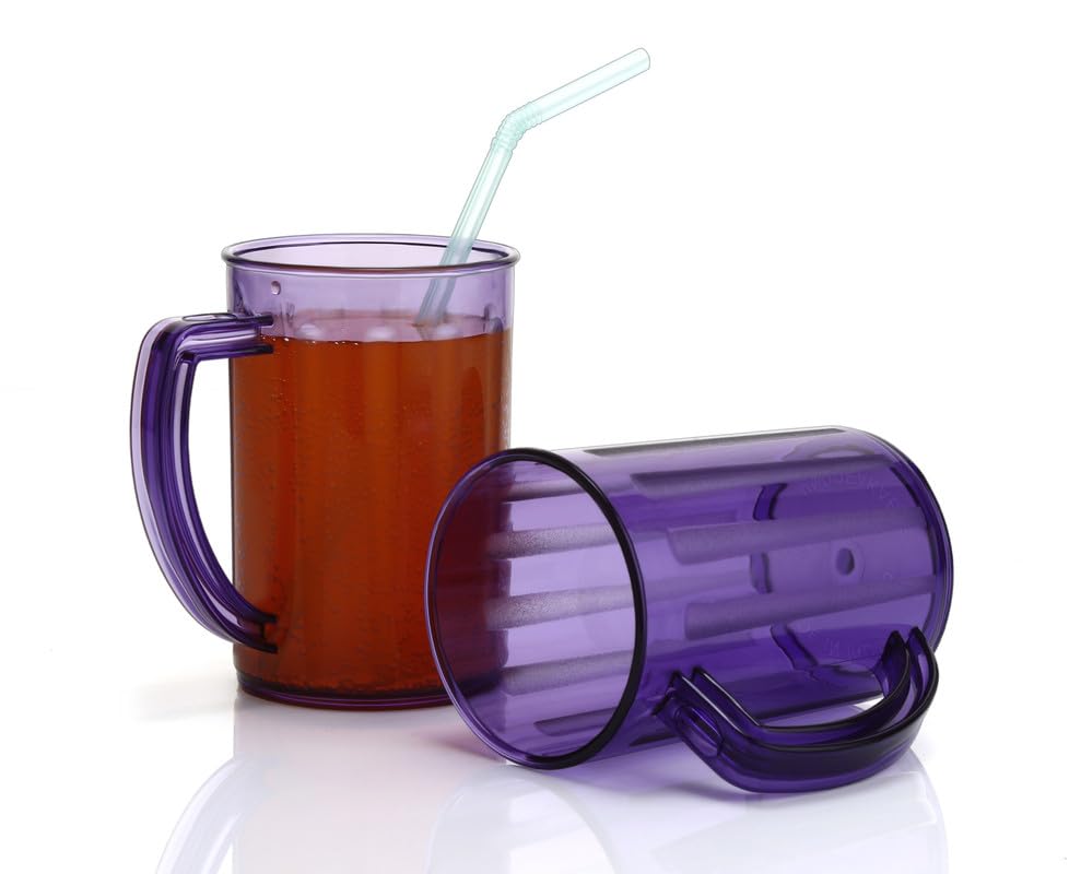 Unbreakable 400ml PET Plastic Drinking Glass - Shatterproof Juice, Beer & Wine Mug with Handle, Set of 2 (Purple) - Perfect for Smoothies, Cocktails & Outdoor Parties