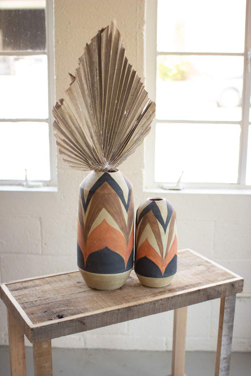 Kalalou CPH3424 Handcrafted Ceramic Vase - Earthy Tan & Brown Home Decor for Living Room, Bedroom, or Office Centerpiece