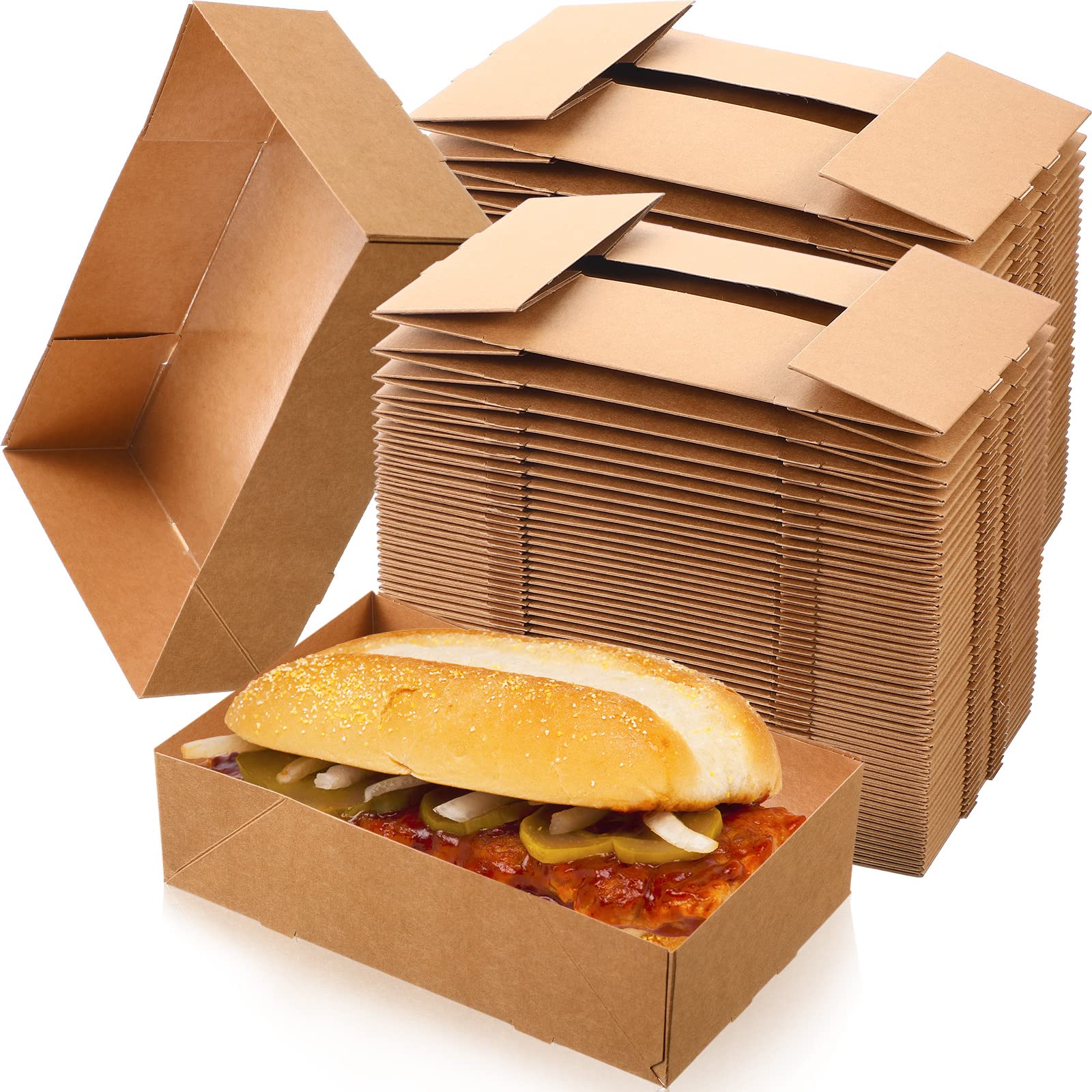 400 Pcs Disposable Kraft Food Trays - 4 Corner Pop Up Snack Containers for Movie Nights, Parties & Events - Foldable Cardboard Drink Holders for Theaters, Stadiums & Home Use - Eco-Friendly Snack Serving Solution