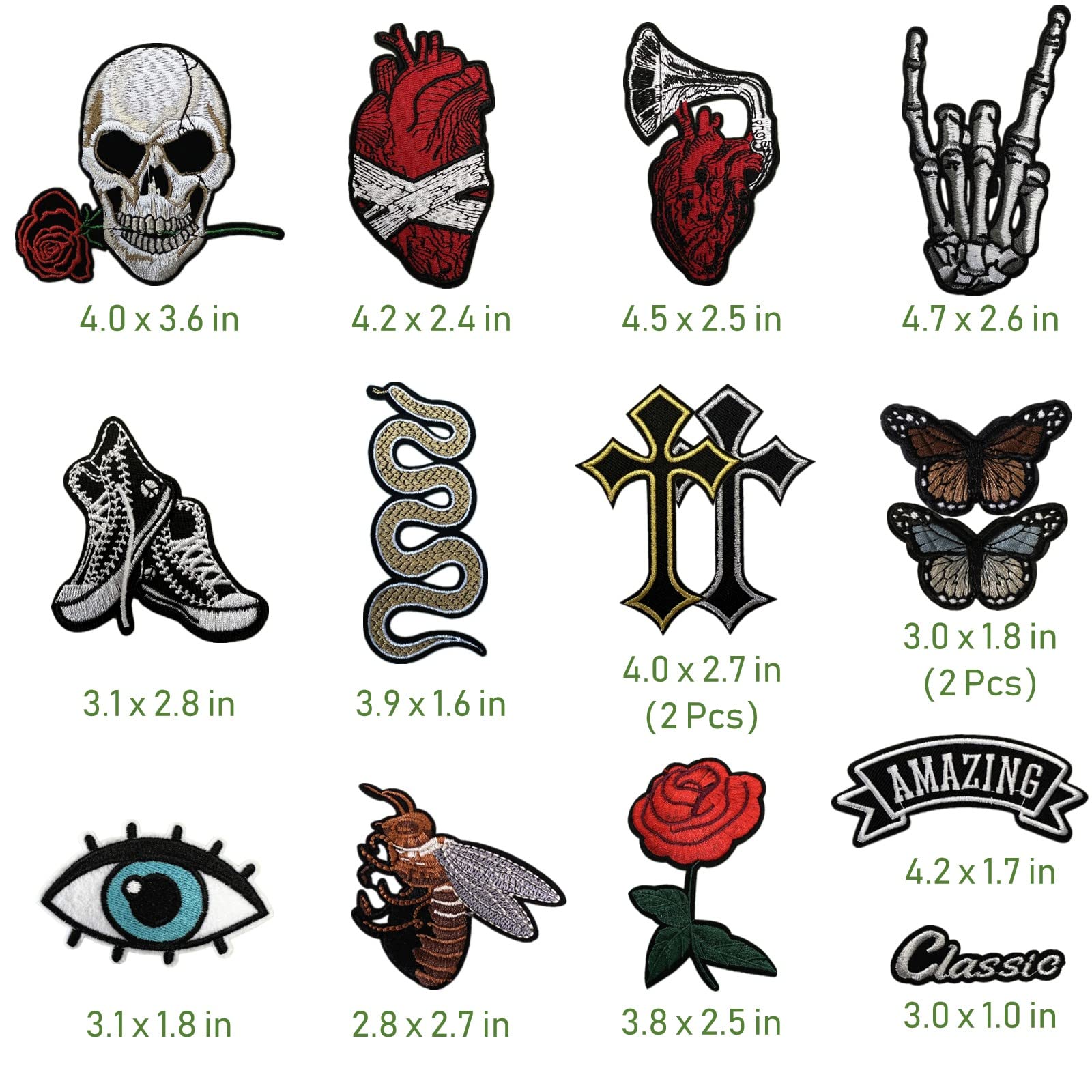 15PCS Dark Embroidered Iron On Patches for Backpacks, Jackets, Clothing & Hats | DIY Rock Band Sewing Patches for Denim Jeans & Accessories | Perfect for Punk Fashion, Costume Design & Custom Outfits