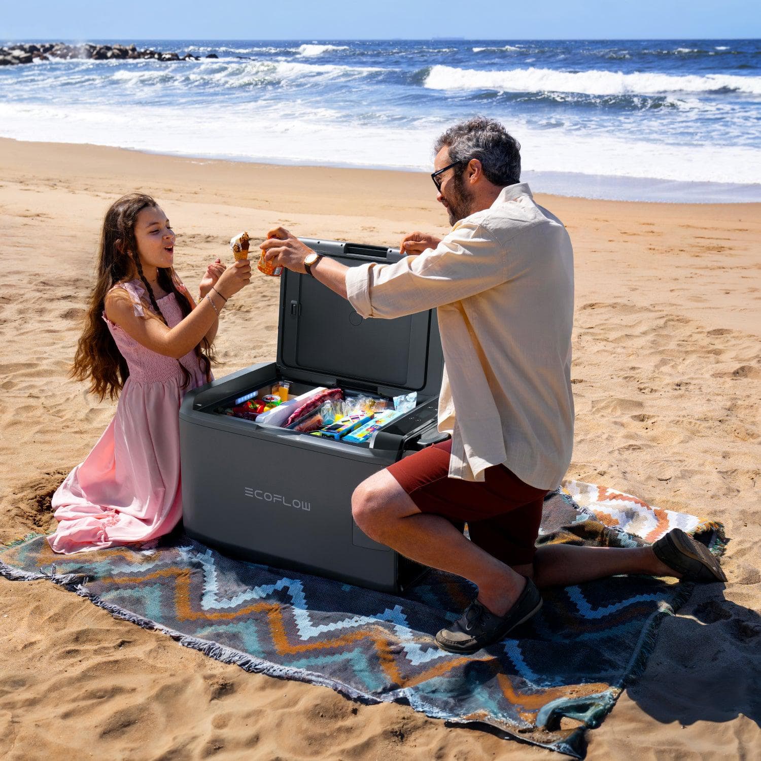 EcoFlow GLACIER Classic Portable Fridge Freezer - 12V/24V Car & Home Use, 30QT Electric Cooler for Camping, Road Trips & Outdoor Adventures