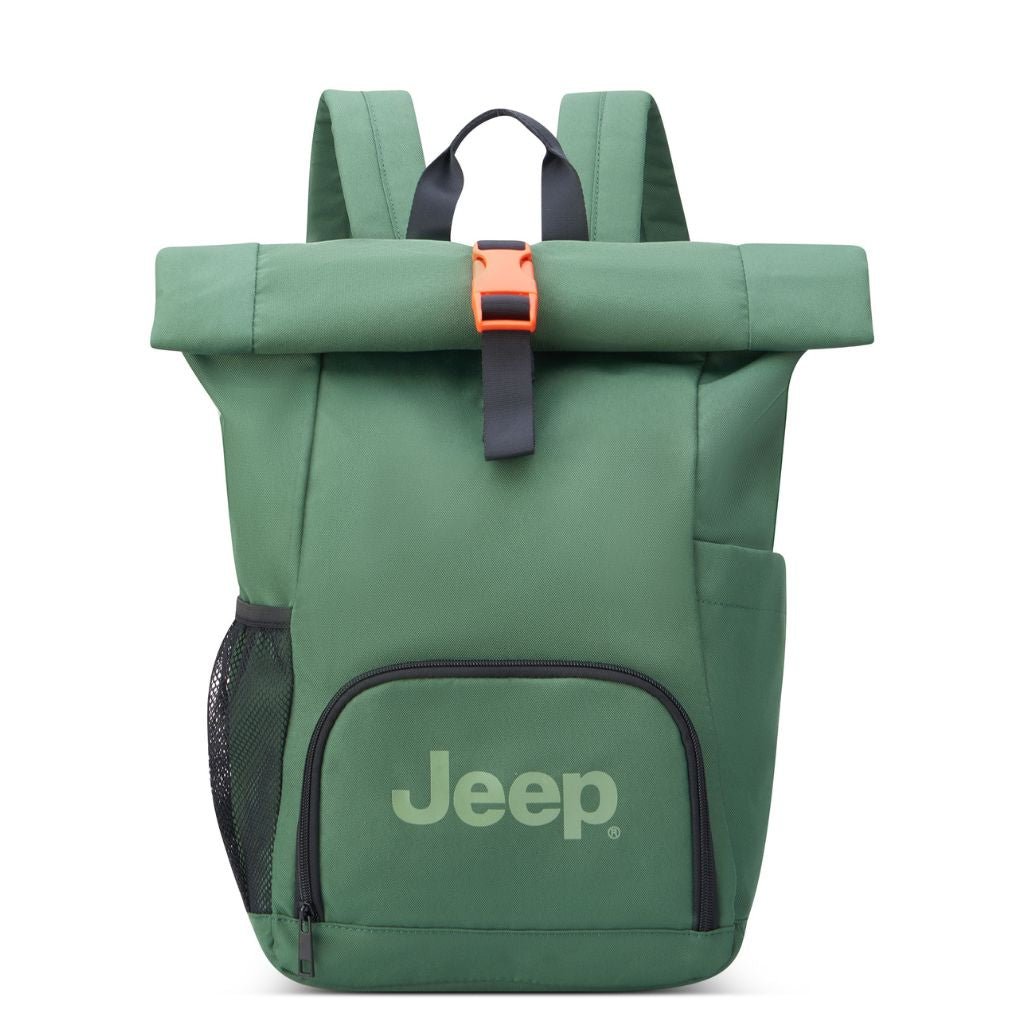 Jeep Rolltop 17 Inch Waterproof Laptop Backpack for Men & Women - Durable Green Travel Backpack for Work, School & Outdoor Adventures
