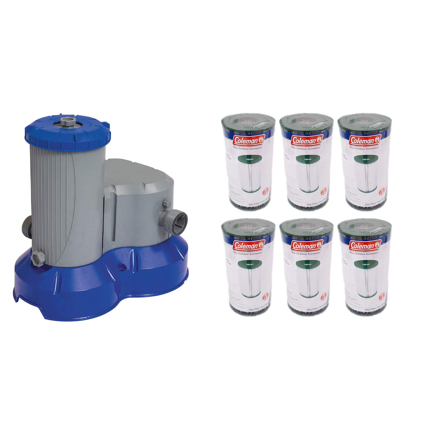 Bestway Pool Filter Pump with Type IV/B Replacement Cartridge (6 Pack) - Compatible with Bestway Above Ground Pools, Easy Maintenance for Crystal Clear Water - Perfect for Backyard Swimming Pools, Summer Water Fun