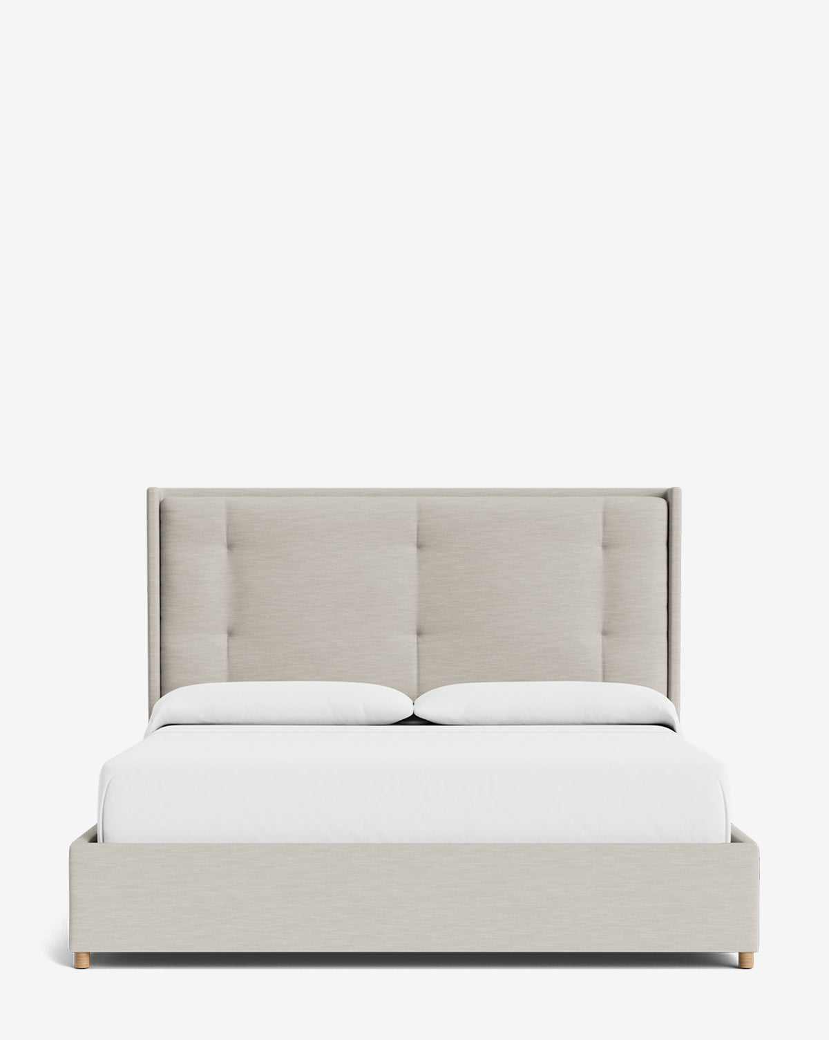 Luxury Ria Upholstered Bed Frame - Queen Size Platform Bed with Soft Fabric Headboard - Modern Bedroom Furniture for Master & Guest Rooms